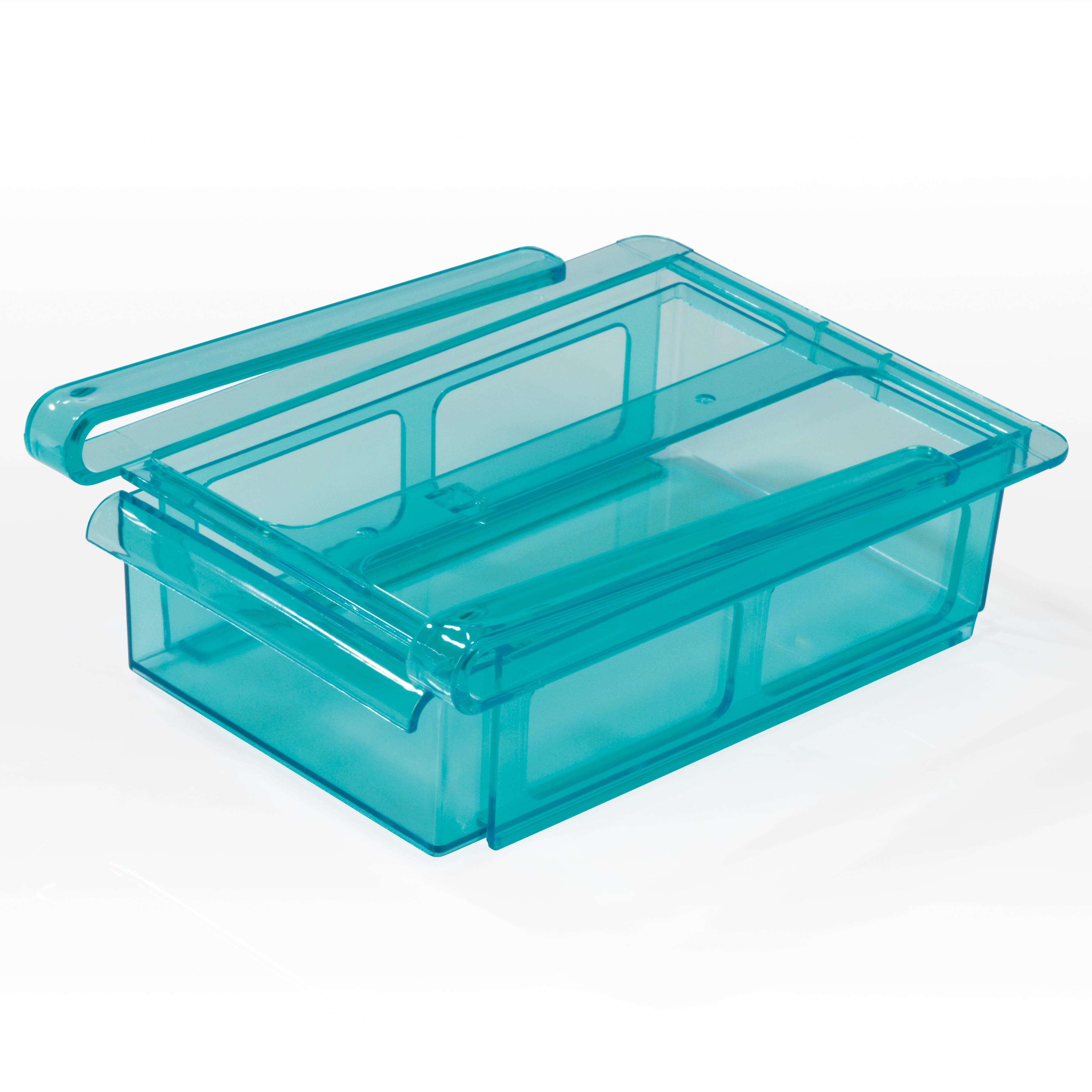Klemm-Schublade für Kühlschrank - 3er-Set - transparent/blau