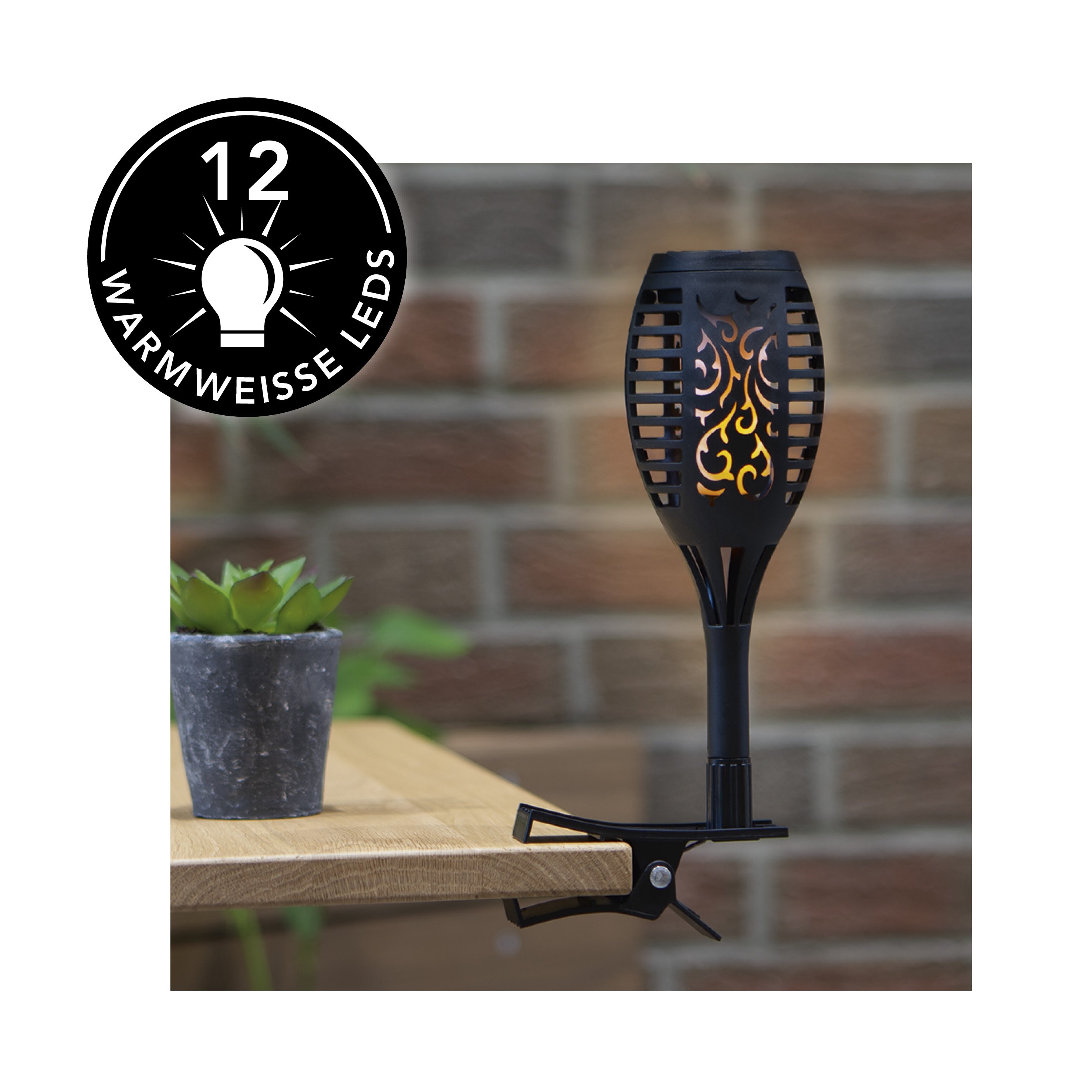 Solar-Fackel LED mit Tageslichtsensor - 2er-Set - schwarz