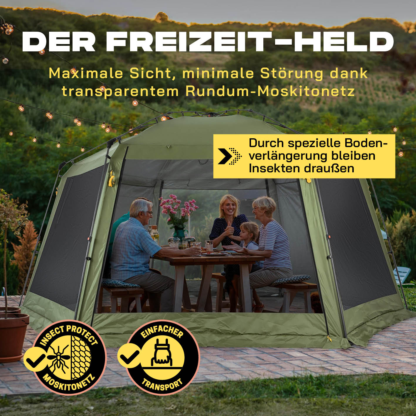 Pop-up-Pavillon mit Mückenschutz - grün