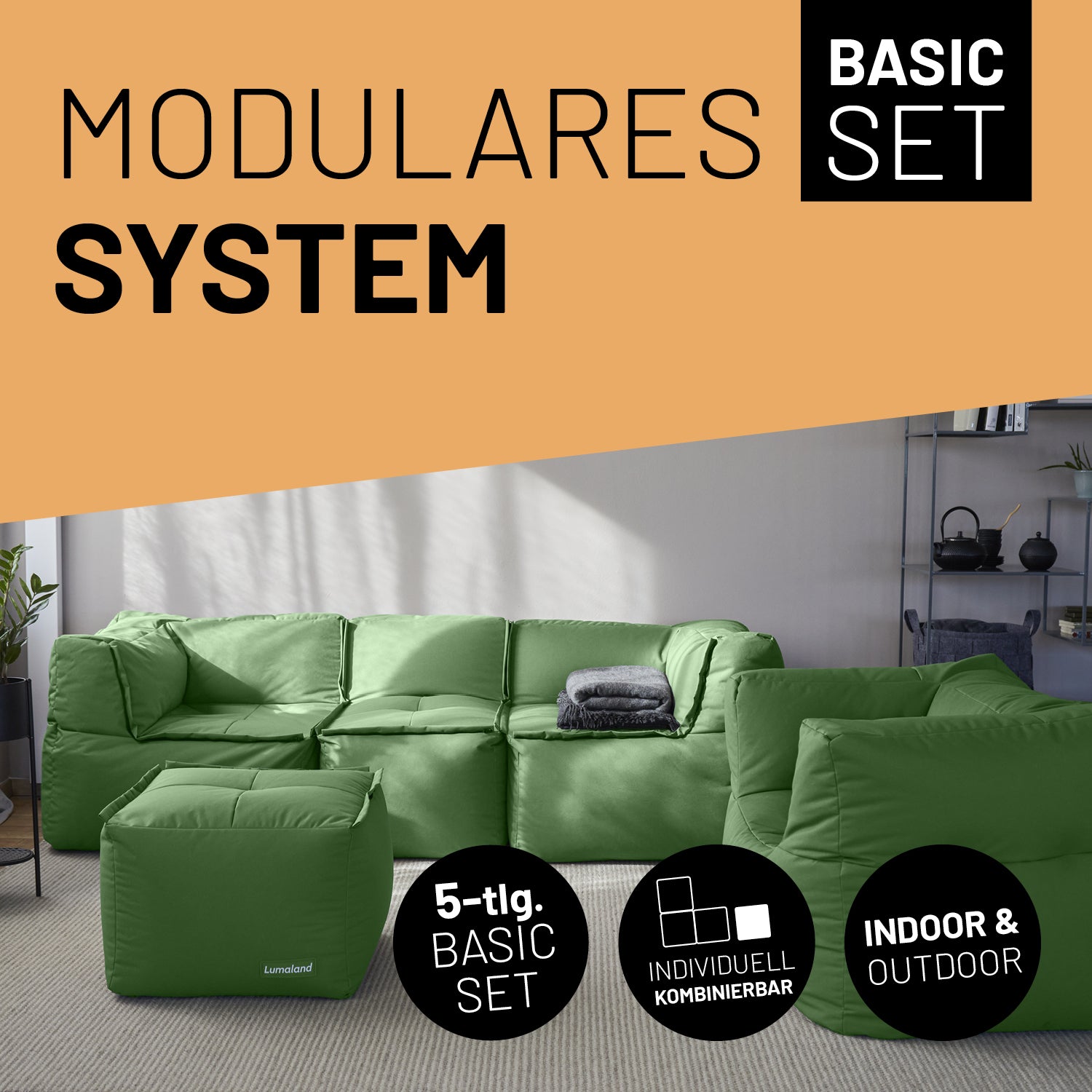 Basic Set (5-tlg.) - Modulares System - In- & outdoor - Pastell Grün