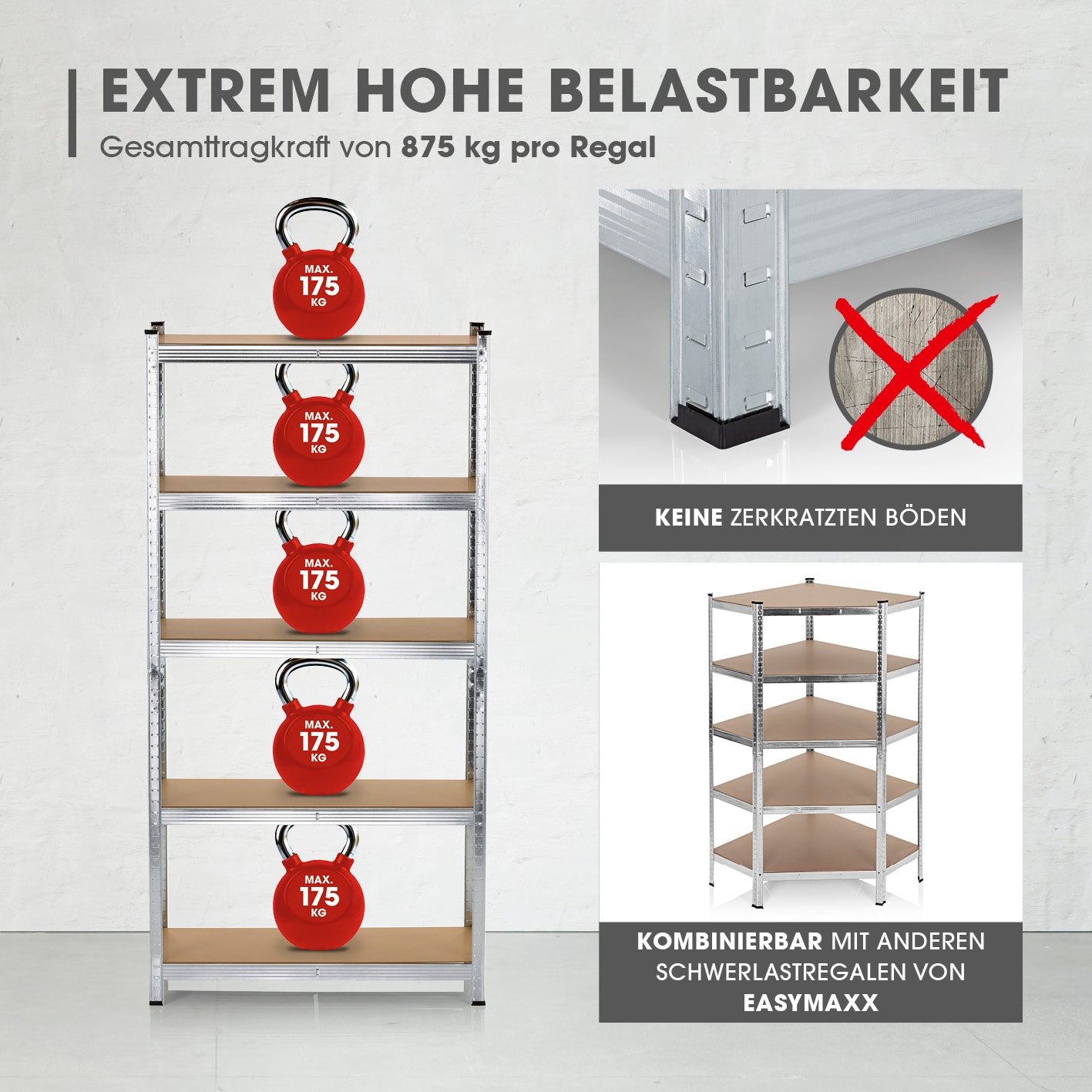 Schwerlastregal & Werkbank 2er-Set -  180 x 90 x 40 cm - 1750 kg Traglast, 175 kg pro Ebene