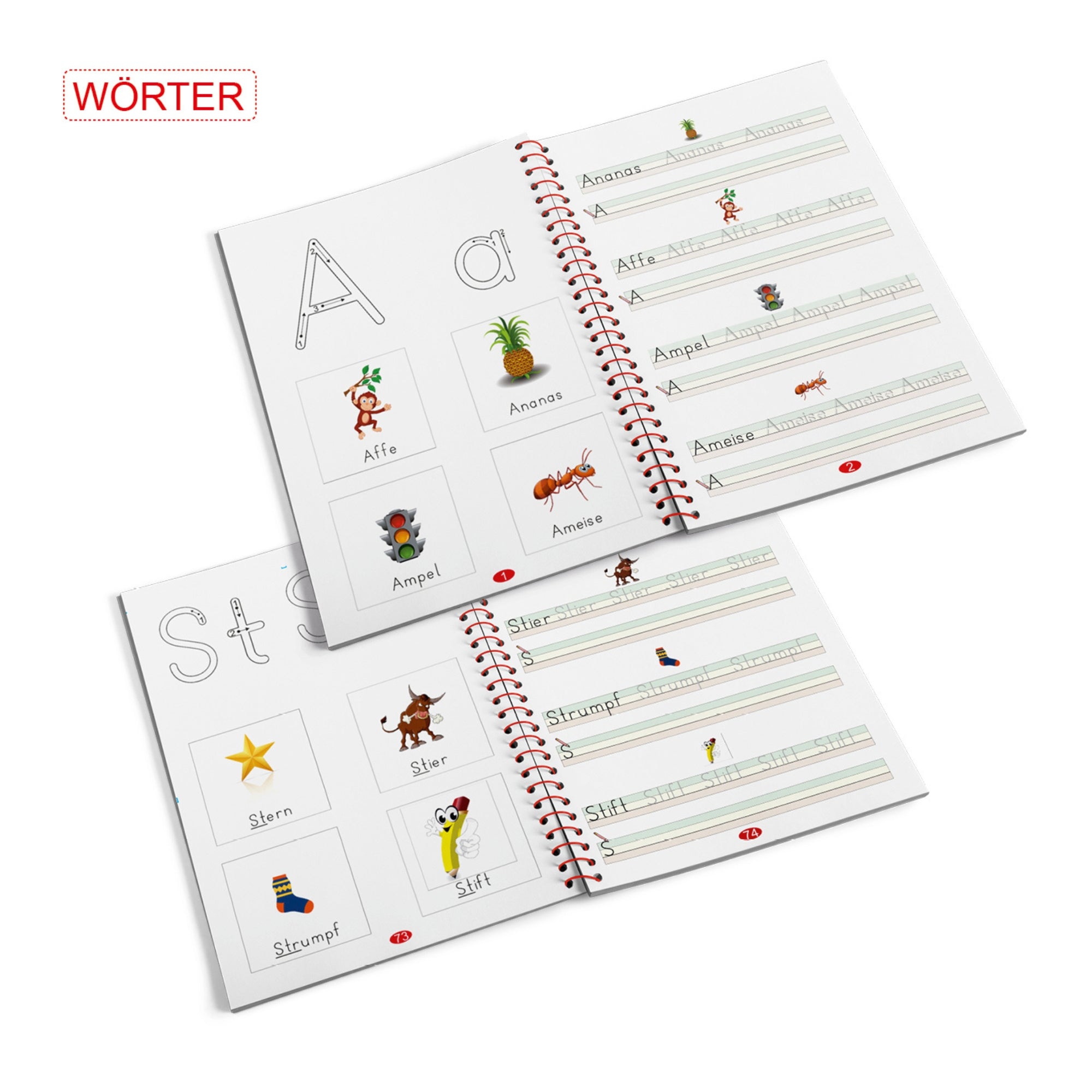 Heft-Set Buchstaben, Zahlen & Wörter mit Bleistift/Radiergummi - DIN-A4