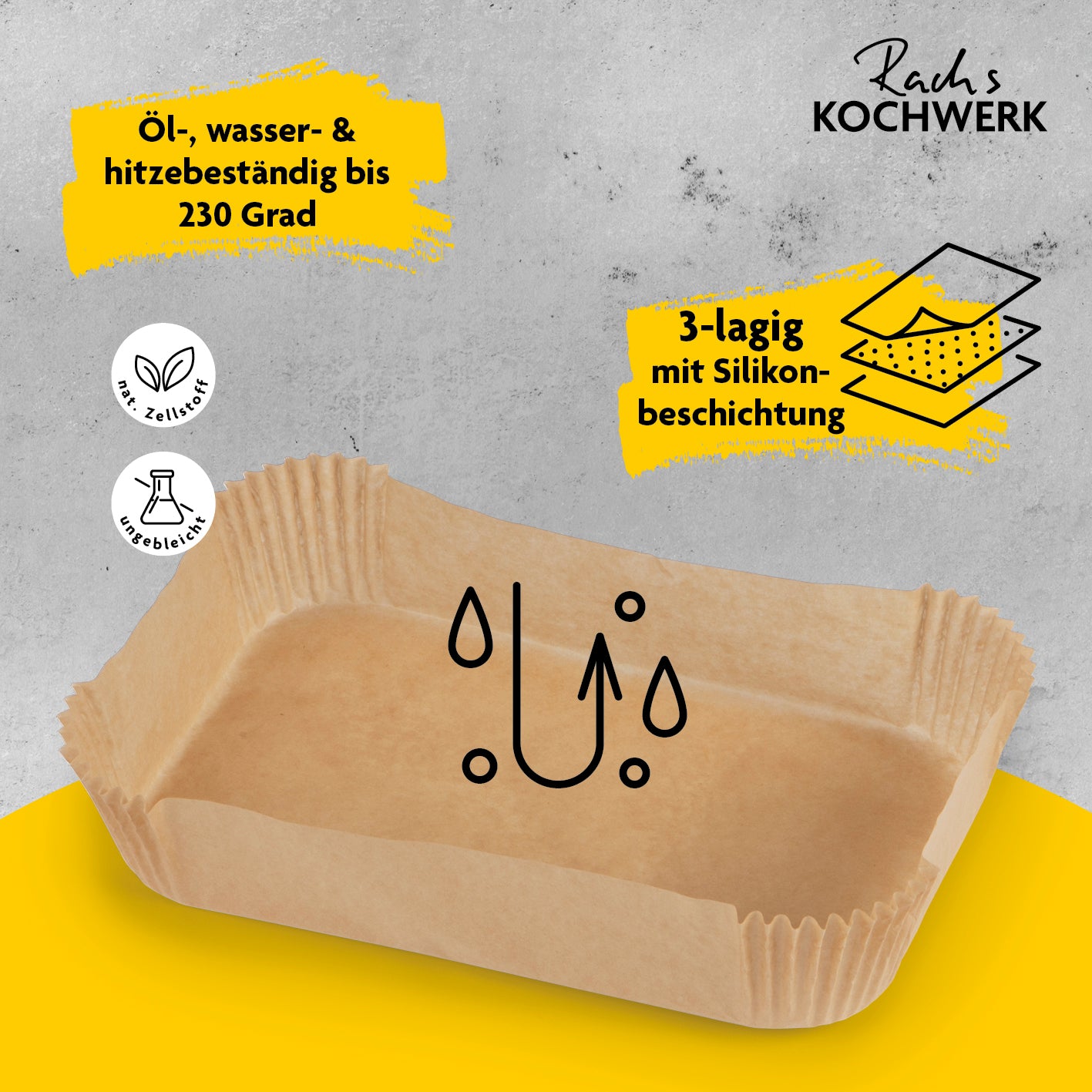 Backpapierschalen für Heißluftfritteusen 2er-Set (4,5 & 9 Liter) mit 2 Rezeptideen - 100 Stück