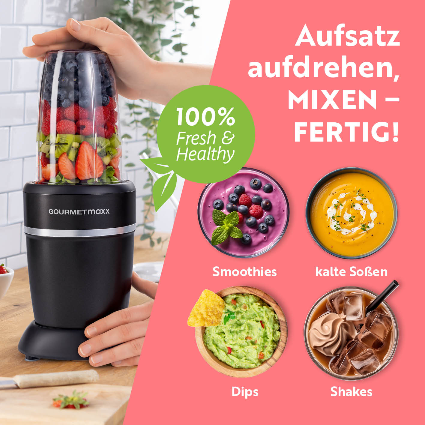 Nutrition Mixer Pro 1.000 mit Basis-Set M - Schwarz/Silber
