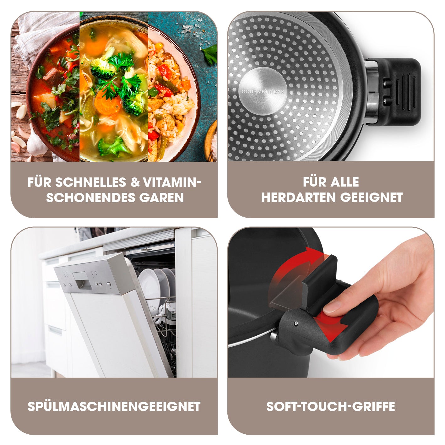 Energiespartopf Aluminium 5,8l - schwarz/rot