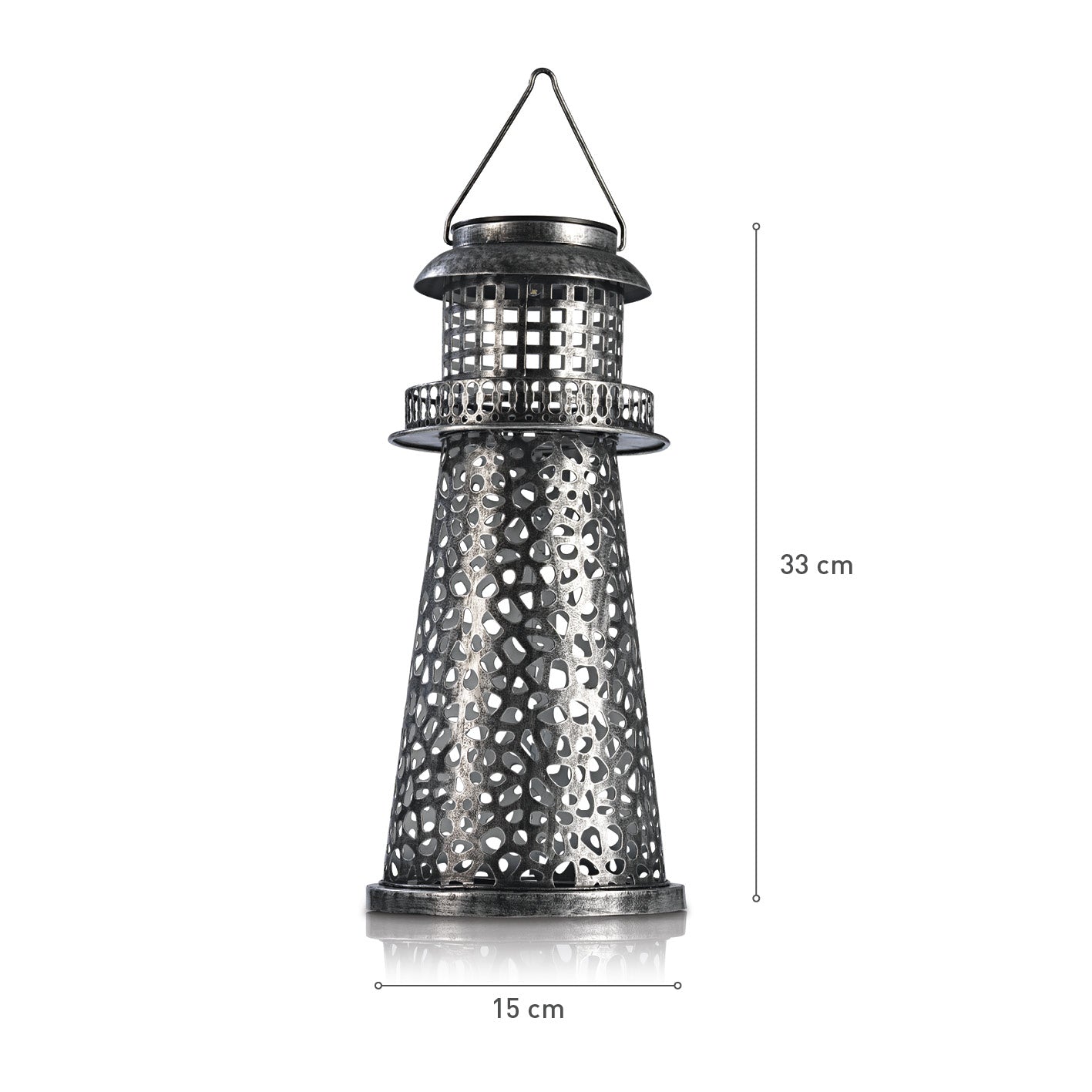 Solar-Leuchte Leuchtturm - silber