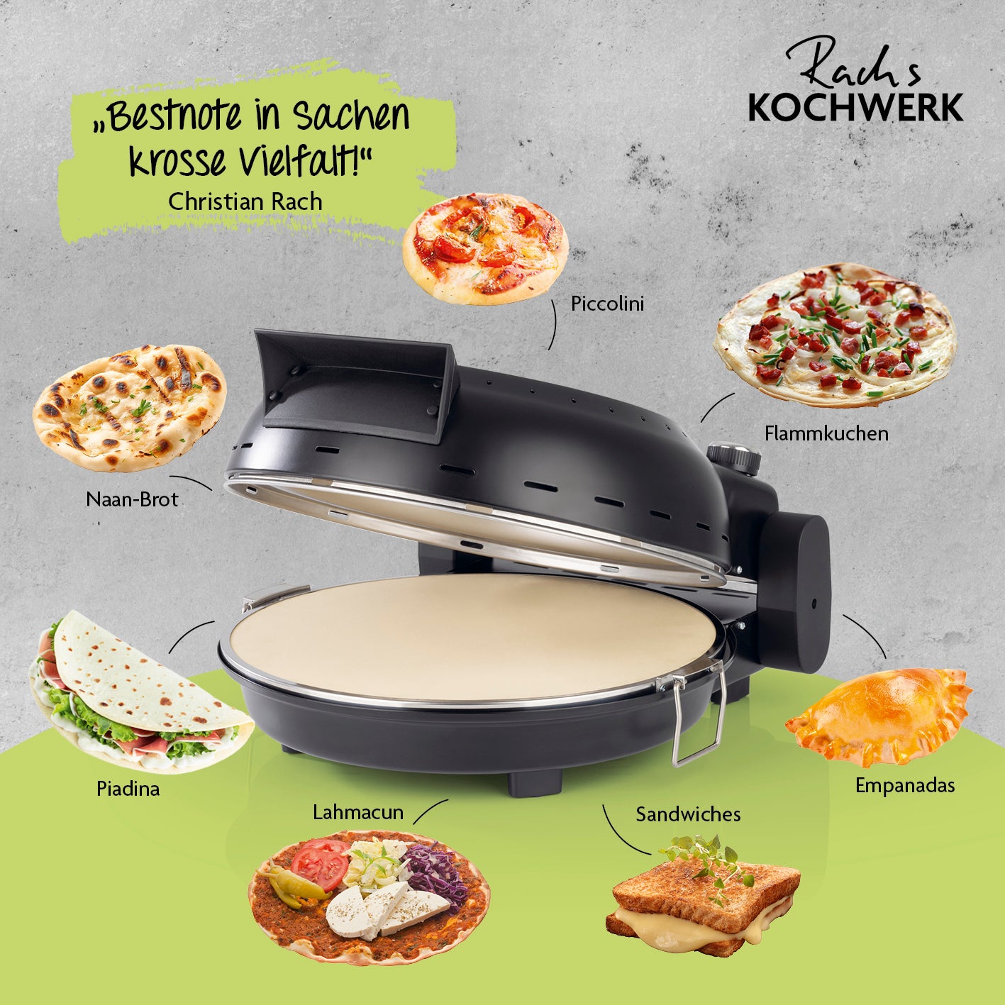 Pizza Maker inkl. herausnehmbarem Pizzastein & Pizza-Heber