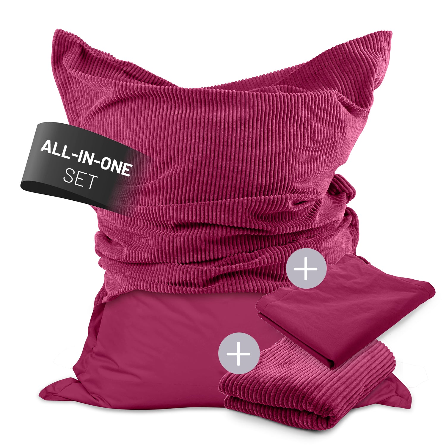 Sitzsack Classic XXL All-in-One Set - 380 L - 140 x 180 cm - Weinrot