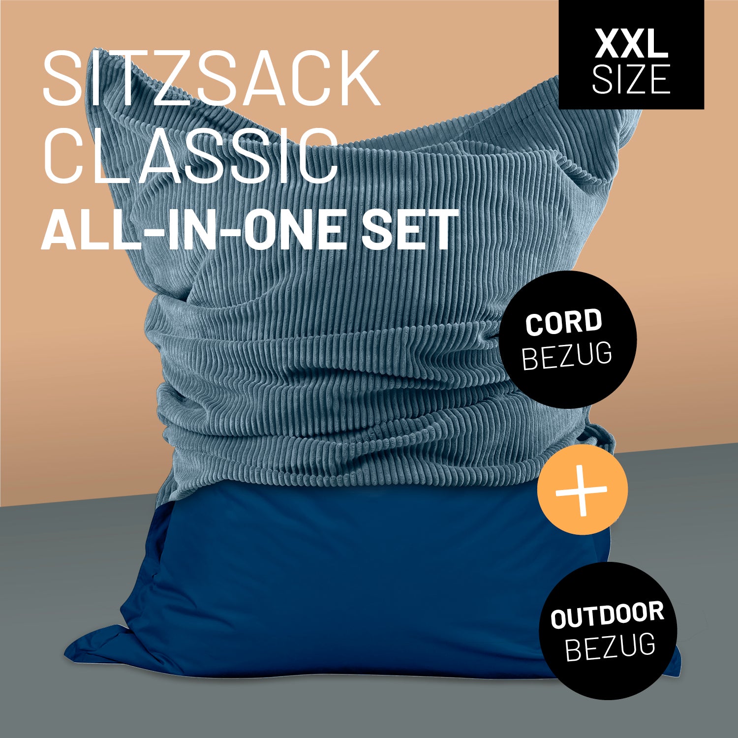 Sitzsack Classic XXL All-in-One Set - 380 L - 140 x 180 cm - Navyblau