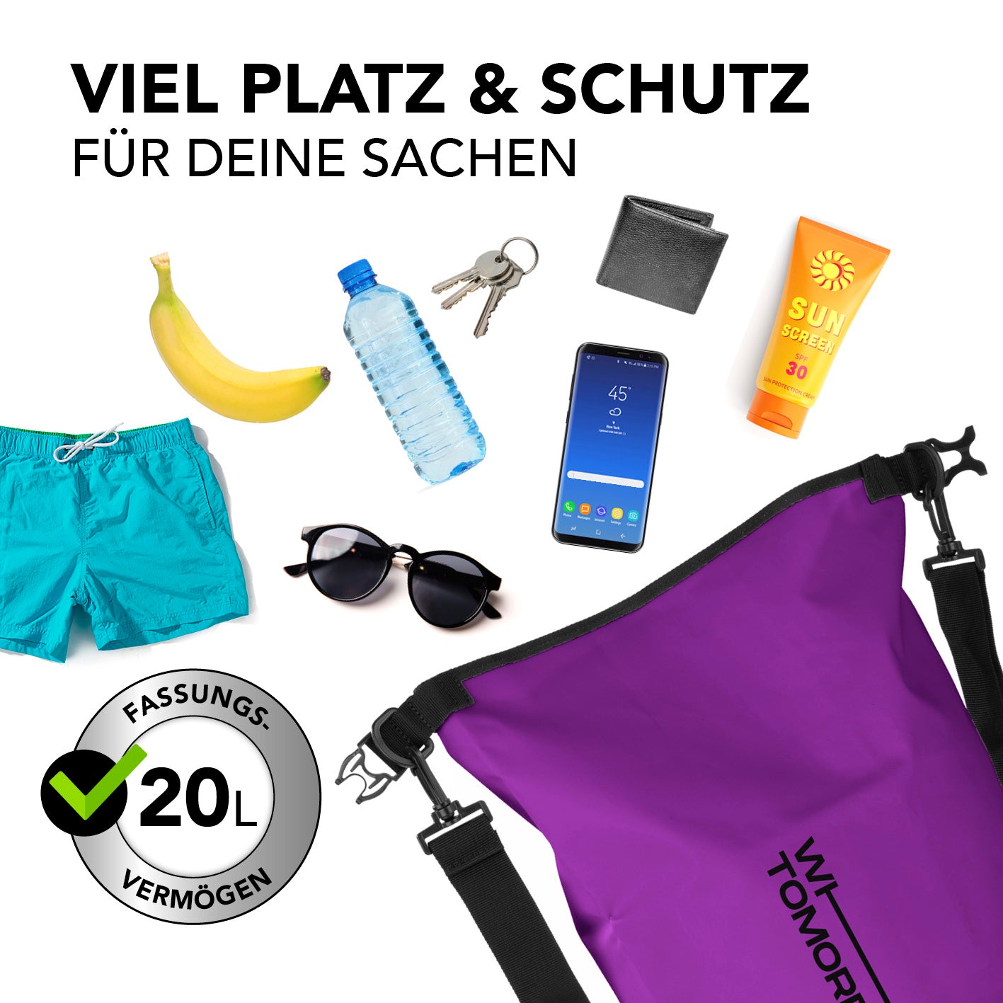 Dry Bag 20L - Style 02 - Lila