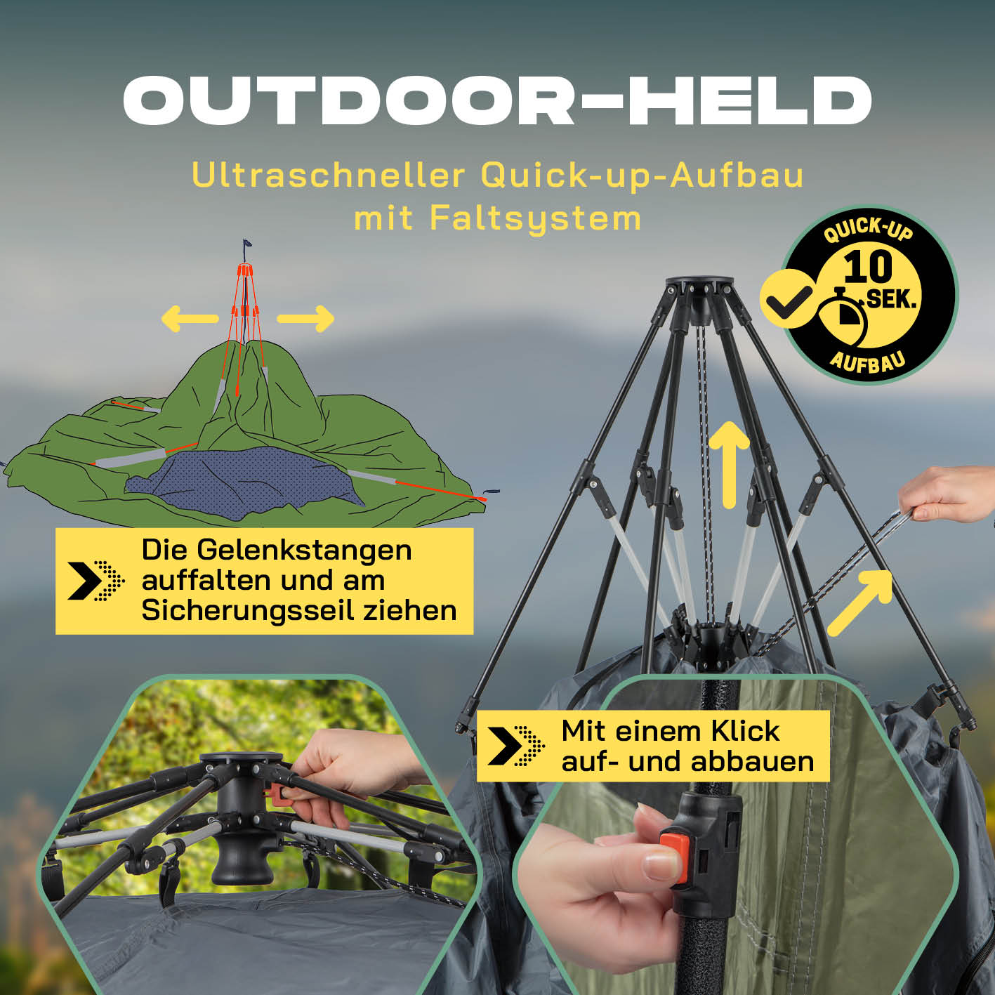 Pop-up-Duschzelt für 2 Personen - grün/grau