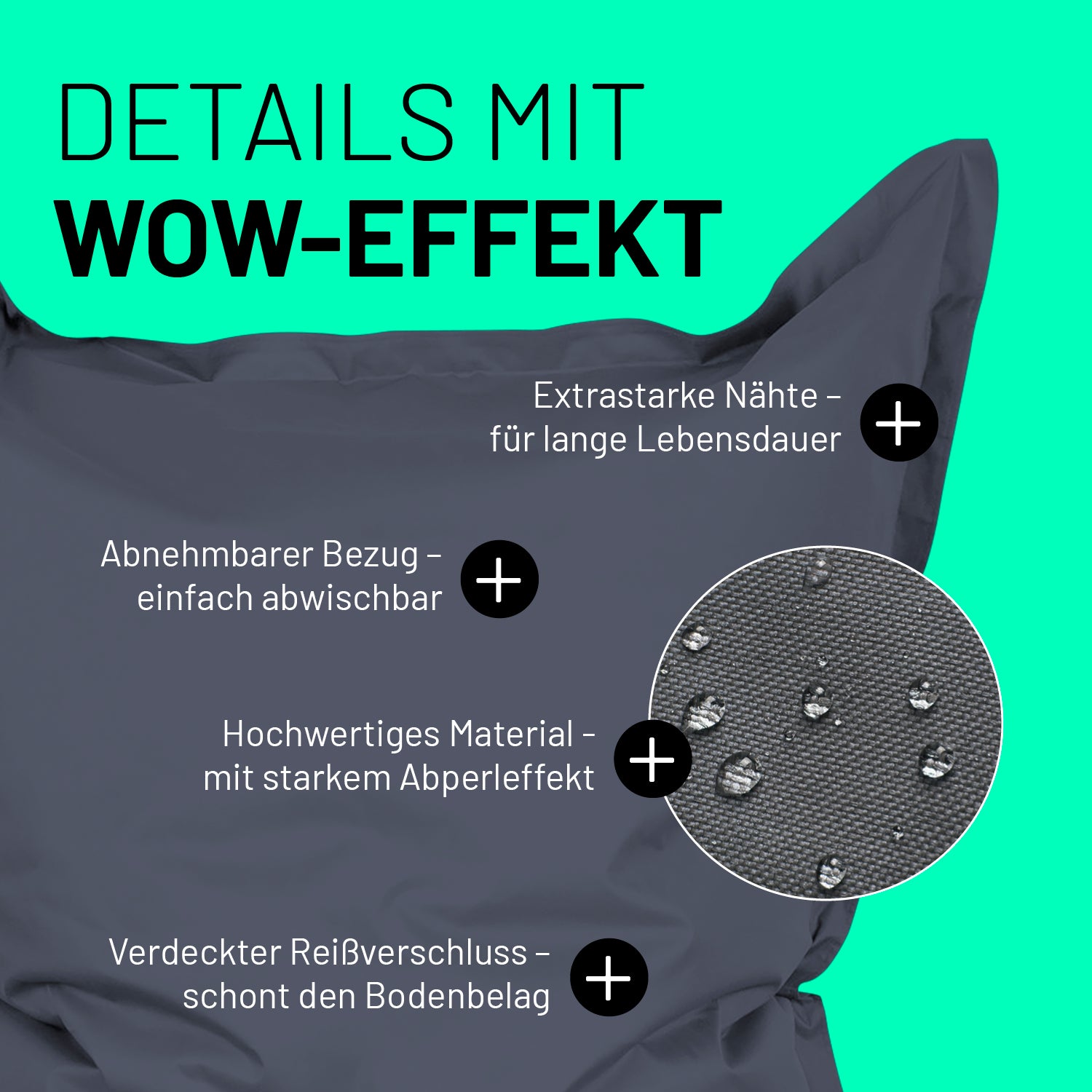 Sitzsack Classic XXL (380 L) - indoor & outdoor - Stahlgrau
