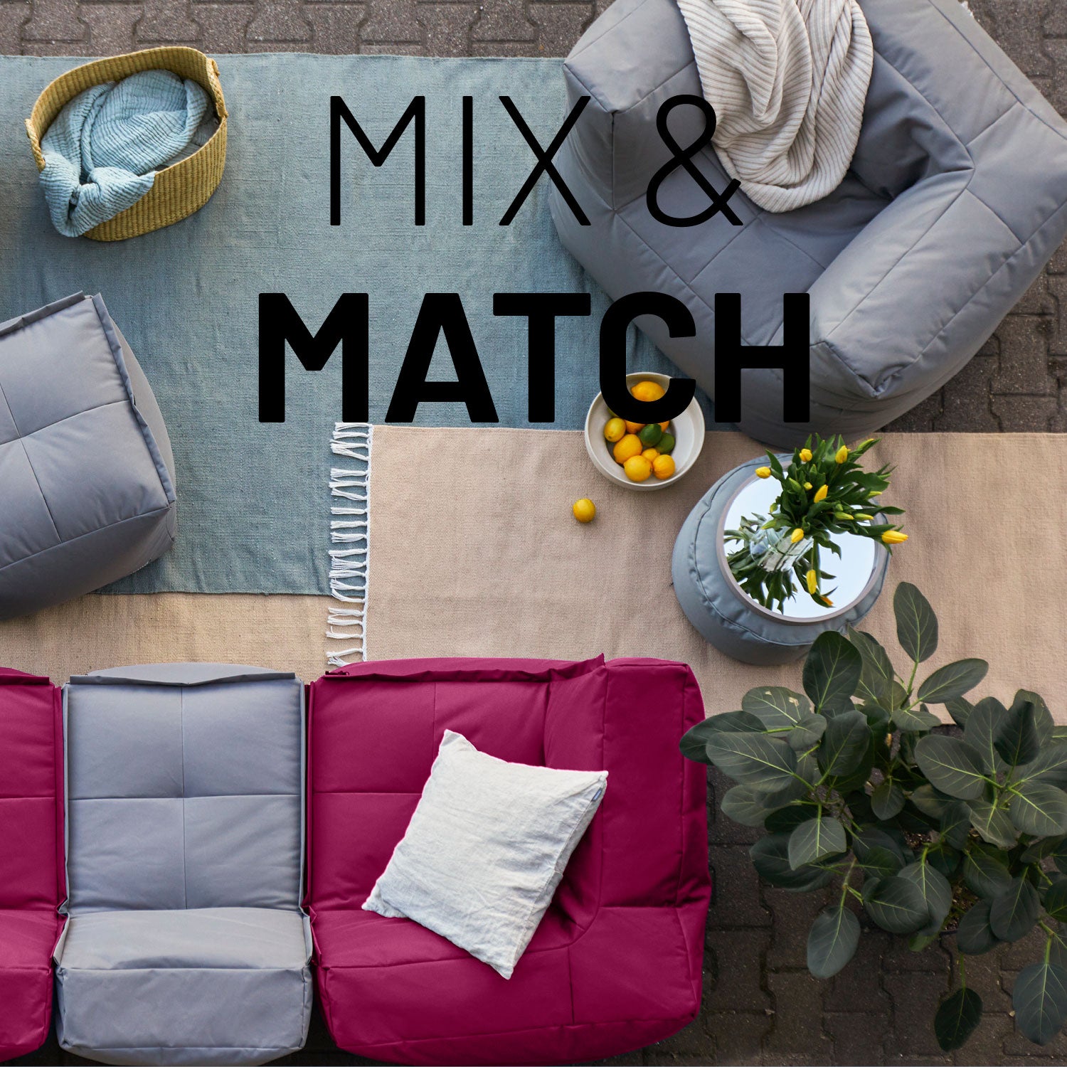 Sitzsack-Sofa Mittelstück (200 L) - Modulares System - indoor & outdoor - Rotwein