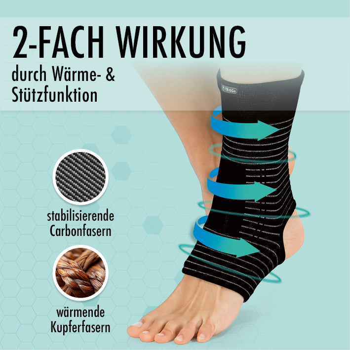 Knöchel-Bandage mit Kupfer- & Carbonfasern - 2er-Set