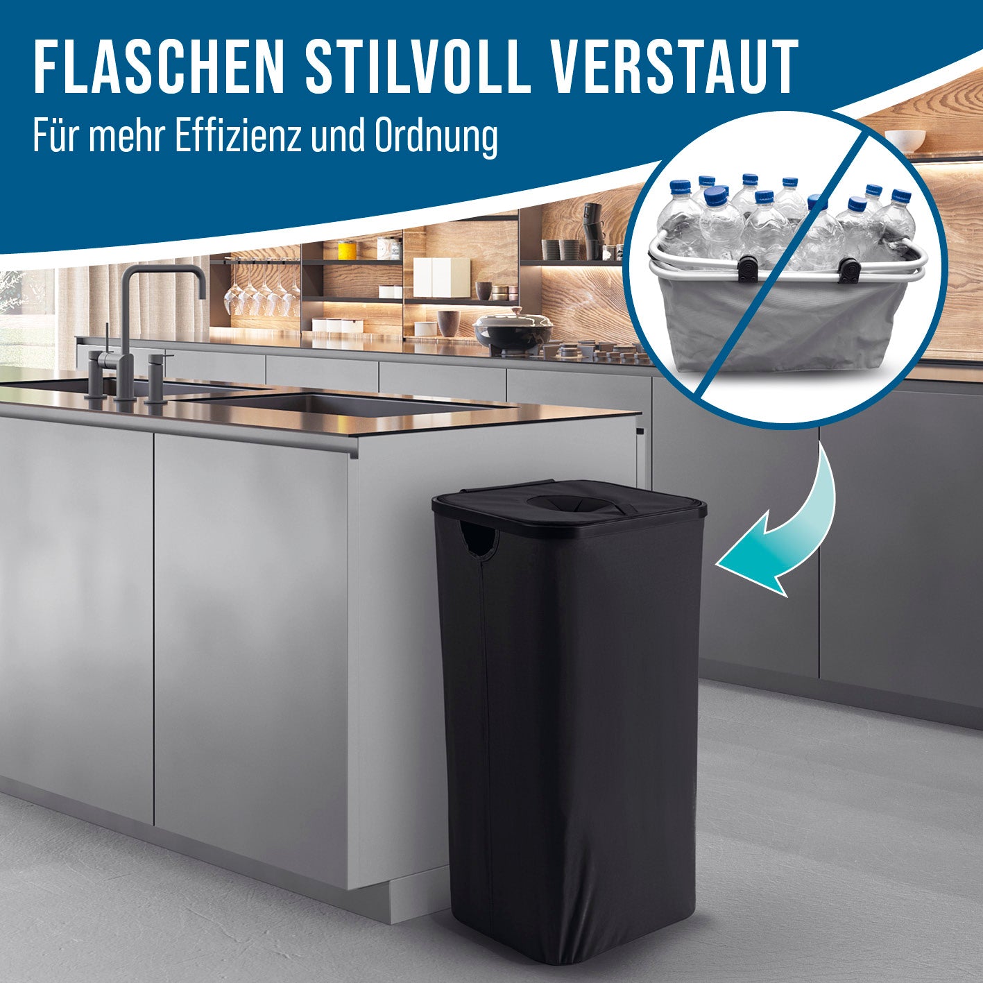 Pfandflaschen-Sammelbehälter - Schwarz