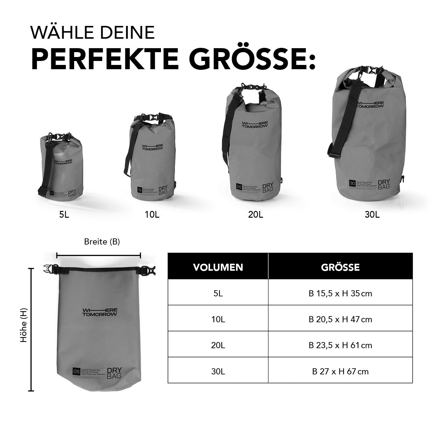 Dry Bag 5L - Style 01 - Grau
