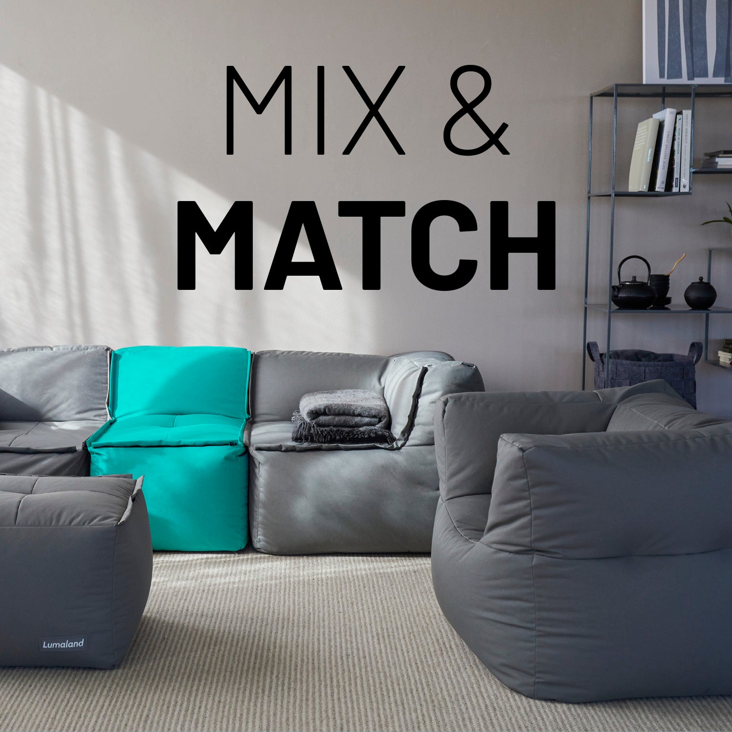 Sitzsack-Sofa Sessel (400 L) - Modulares System - indoor & outdoor - Türkis