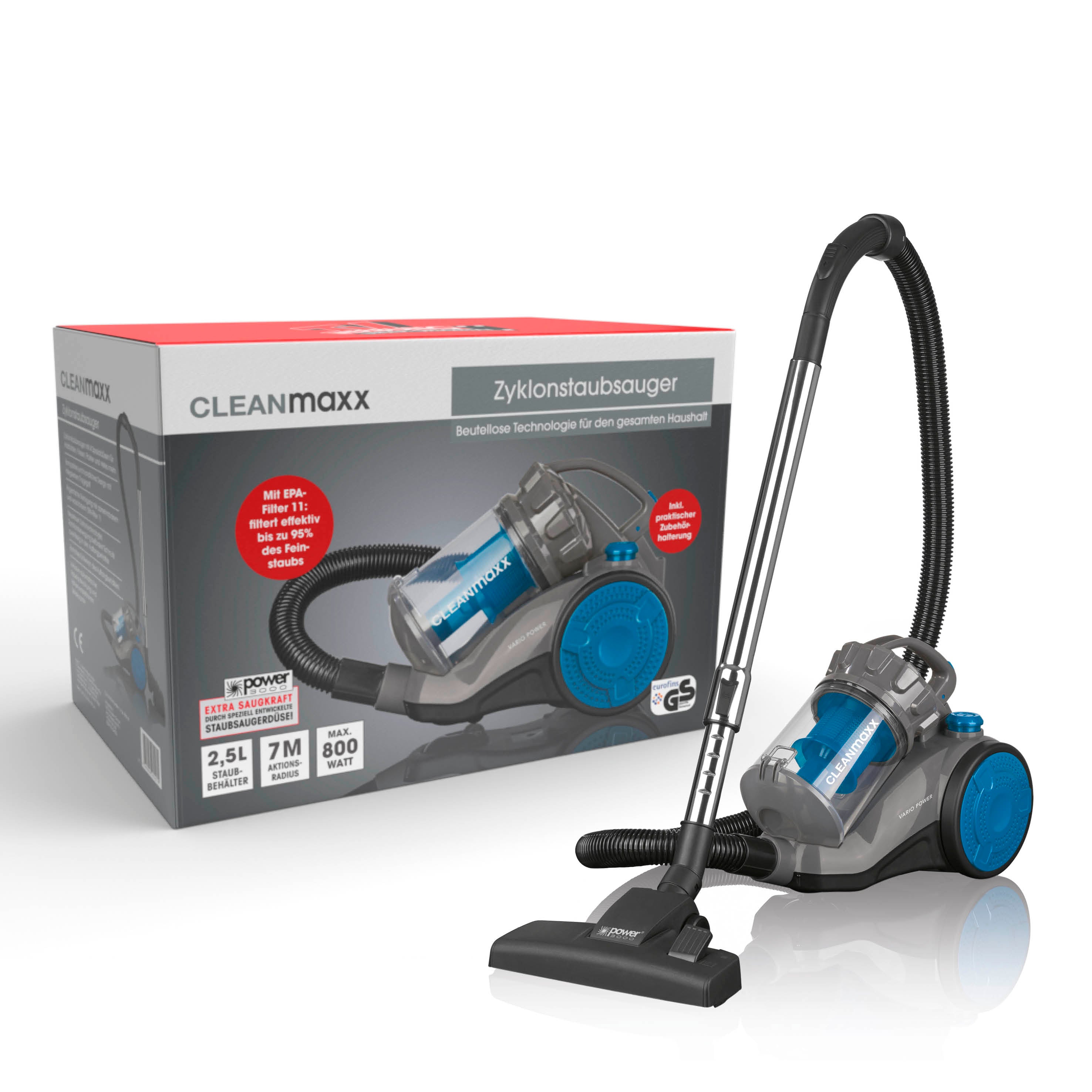 Multi-Zyklon-Staubsauger 800W - schwarz/blau