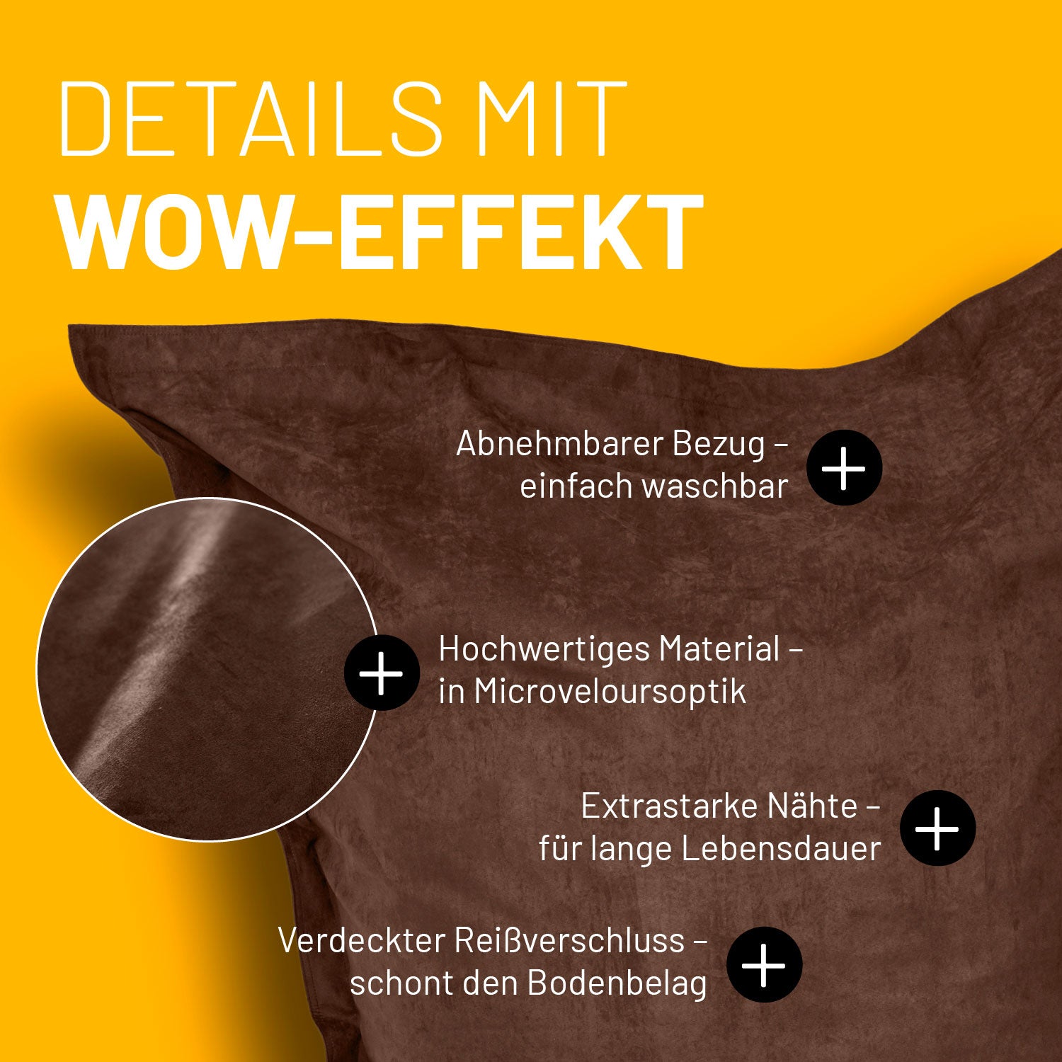 XXL Microvelours Sitzsack (380 L) - indoor - Braun