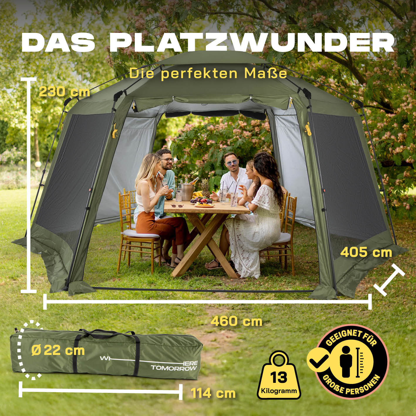 Pop-up-Pavillon mit Mückenschutz - grün