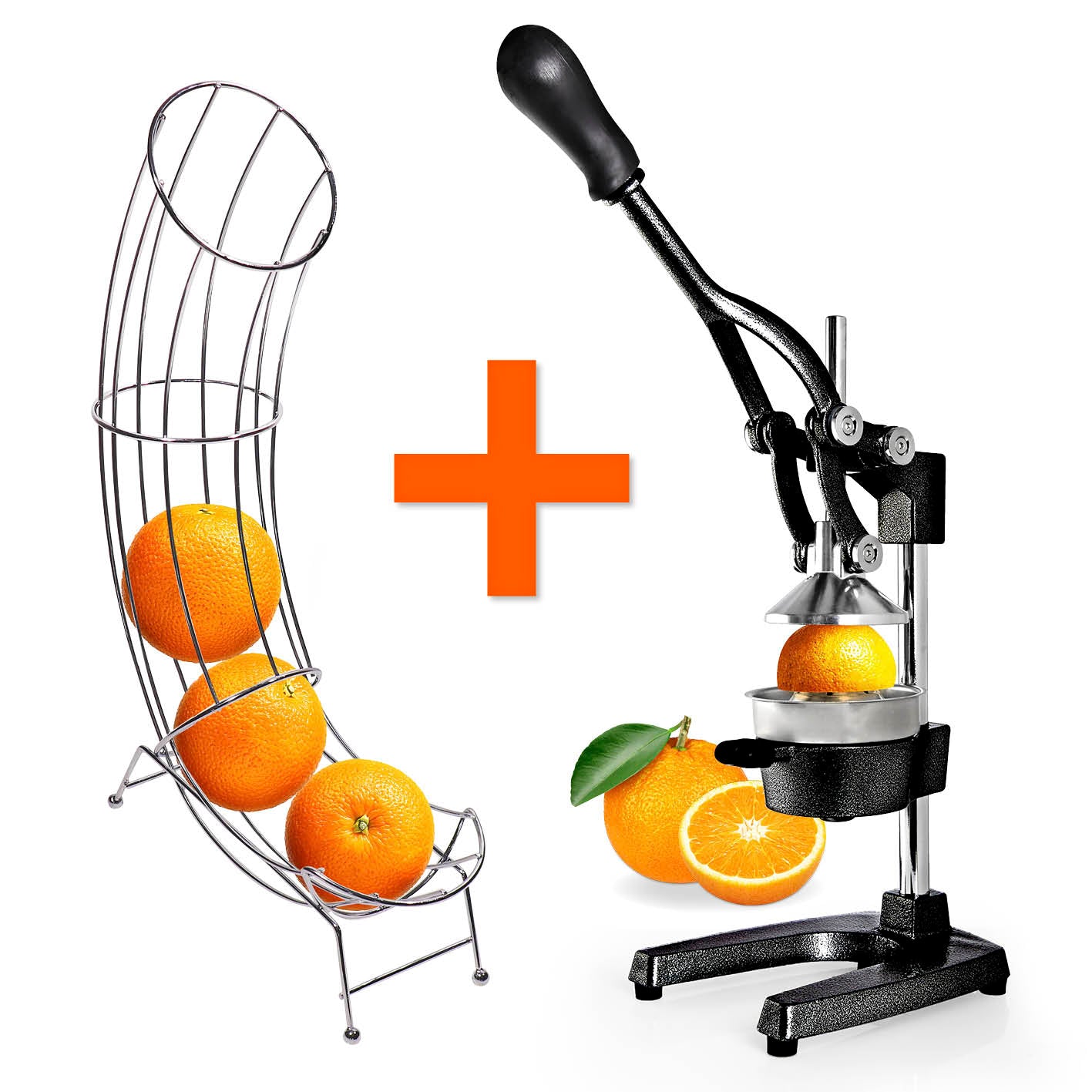 Set Saftpresse & Orangenspender - Schwarz/Silber