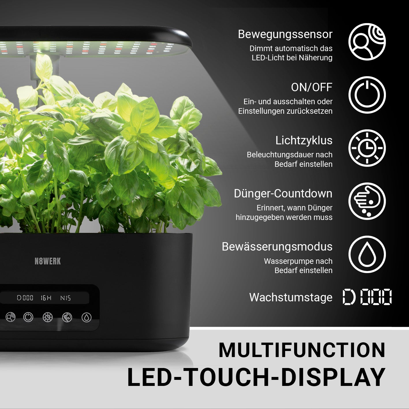 Hydroponische Pflanzenanzuchtstation mit Display + Ersatz-Set 56-tlg.