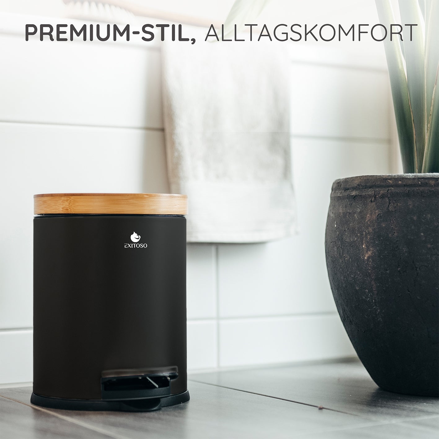 Tretmülleimer mit Softclose-Deckel - 5 l - Schwarz