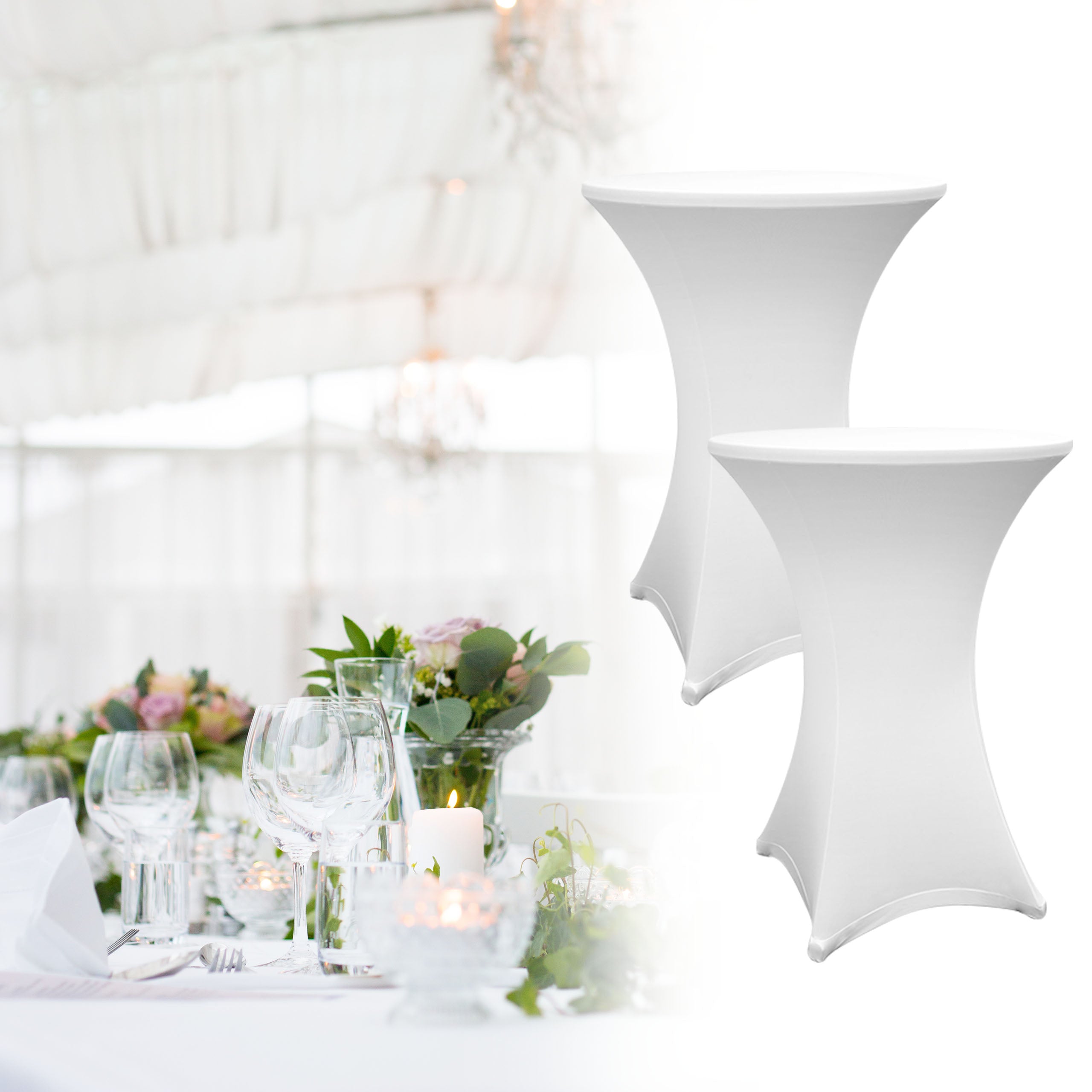Stehtischhusse - Tisch Bezug - Husse -  Ø 80-85 cm - Weiß
