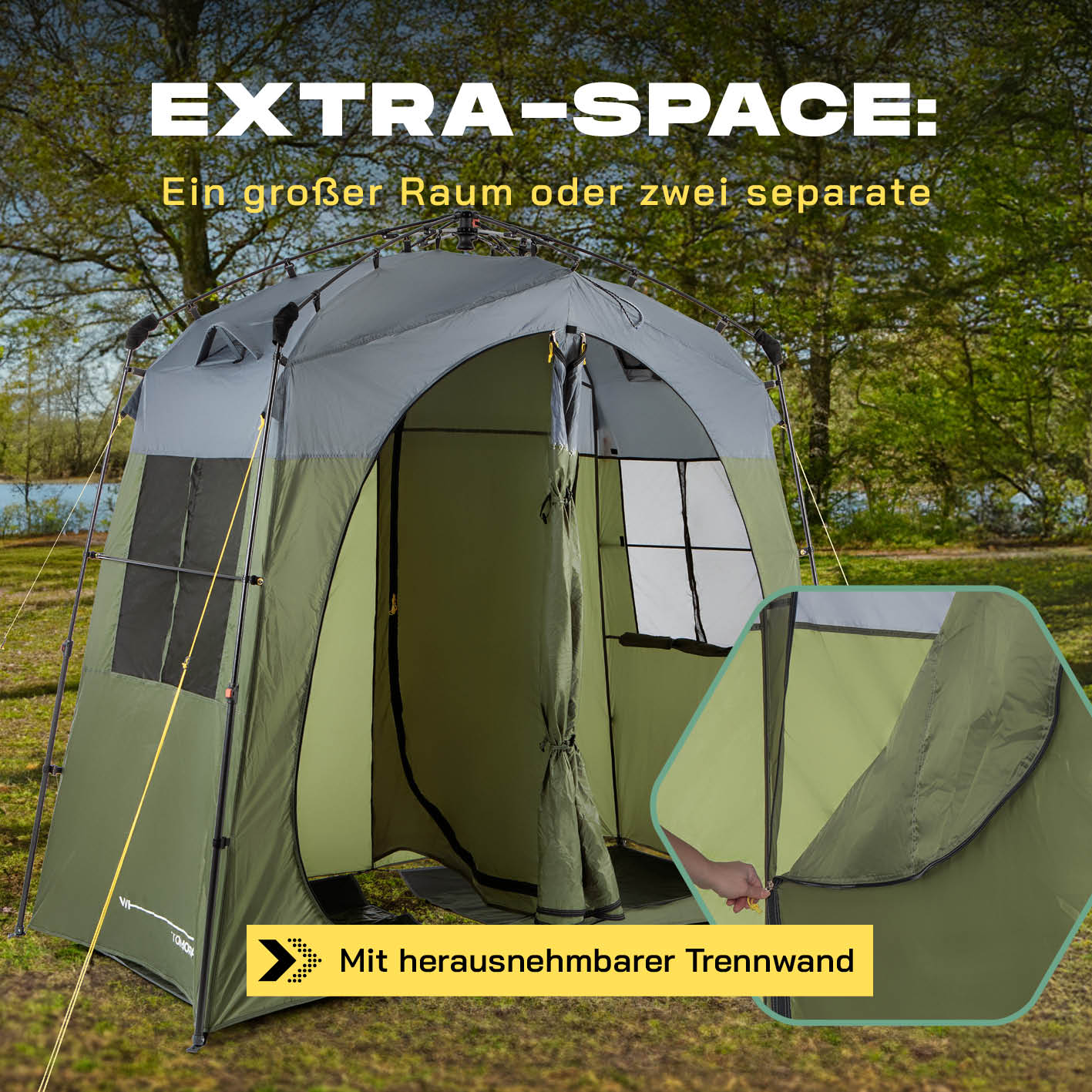 Pop-up-Duschzelt für 2 Personen - grün/grau