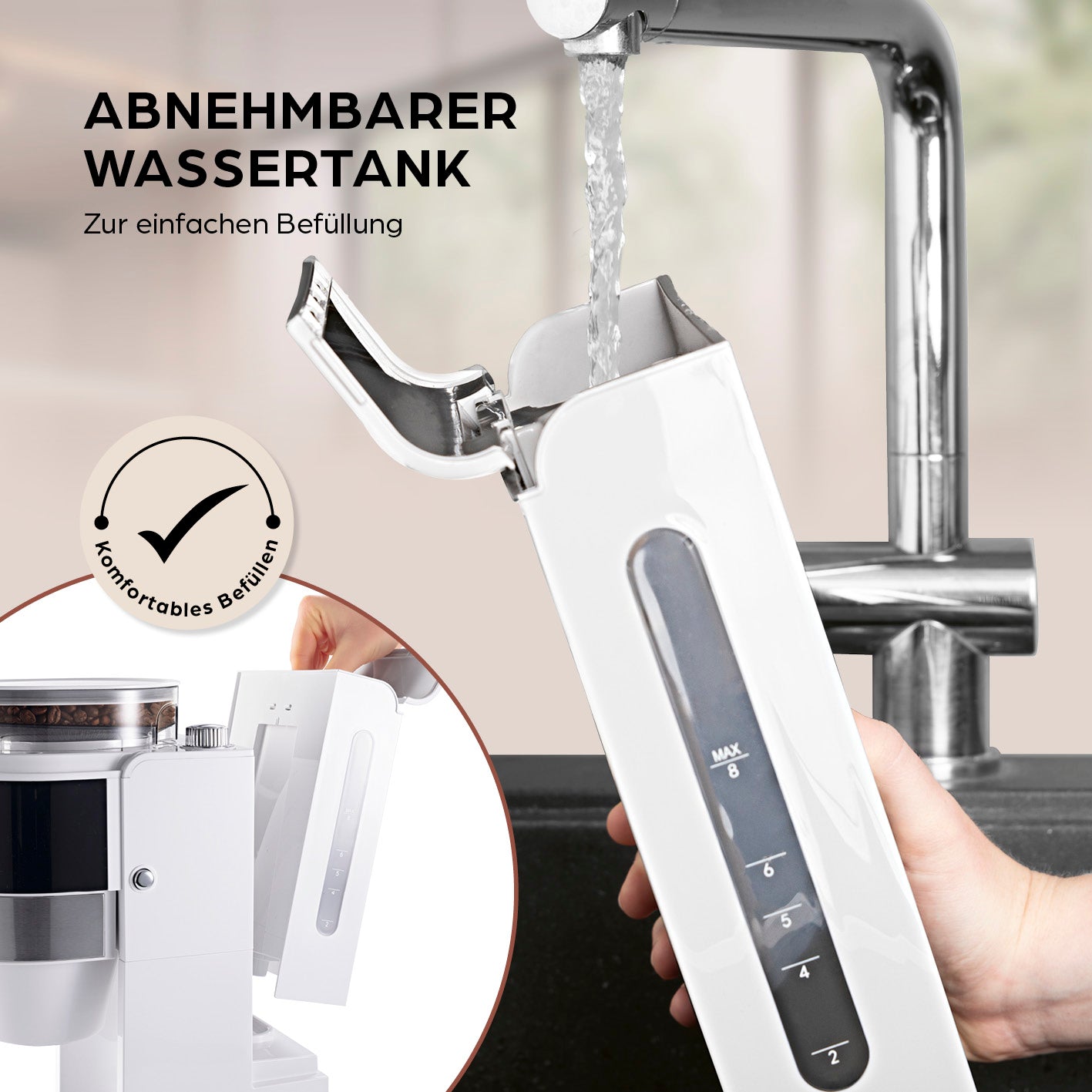Filterkaffeemaschine Touch Iso mit Mahlwerk - Weiß