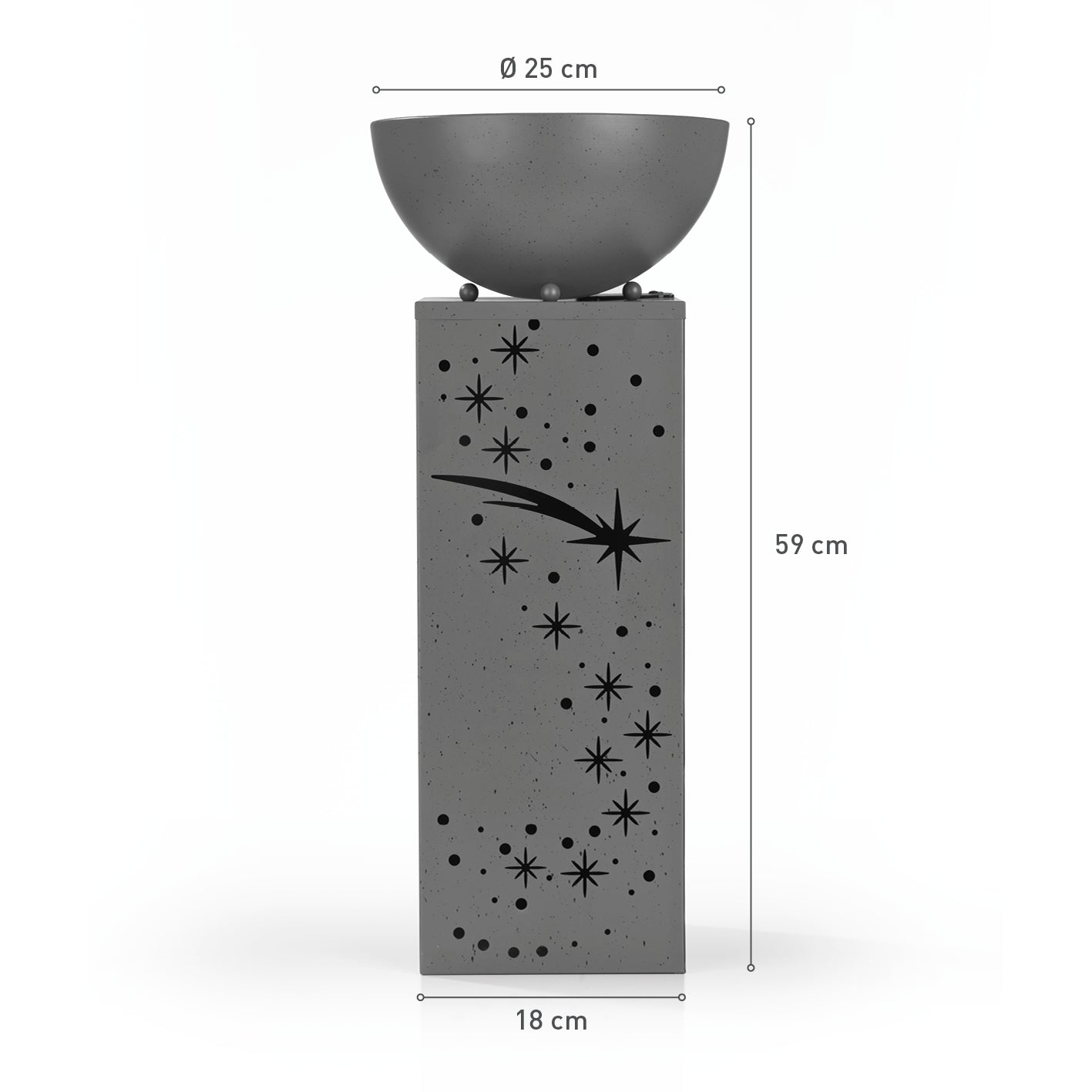 LED-Dekosäule Beton-Optik "Sternschnuppe" mit Pflanzschale - 59 cm
