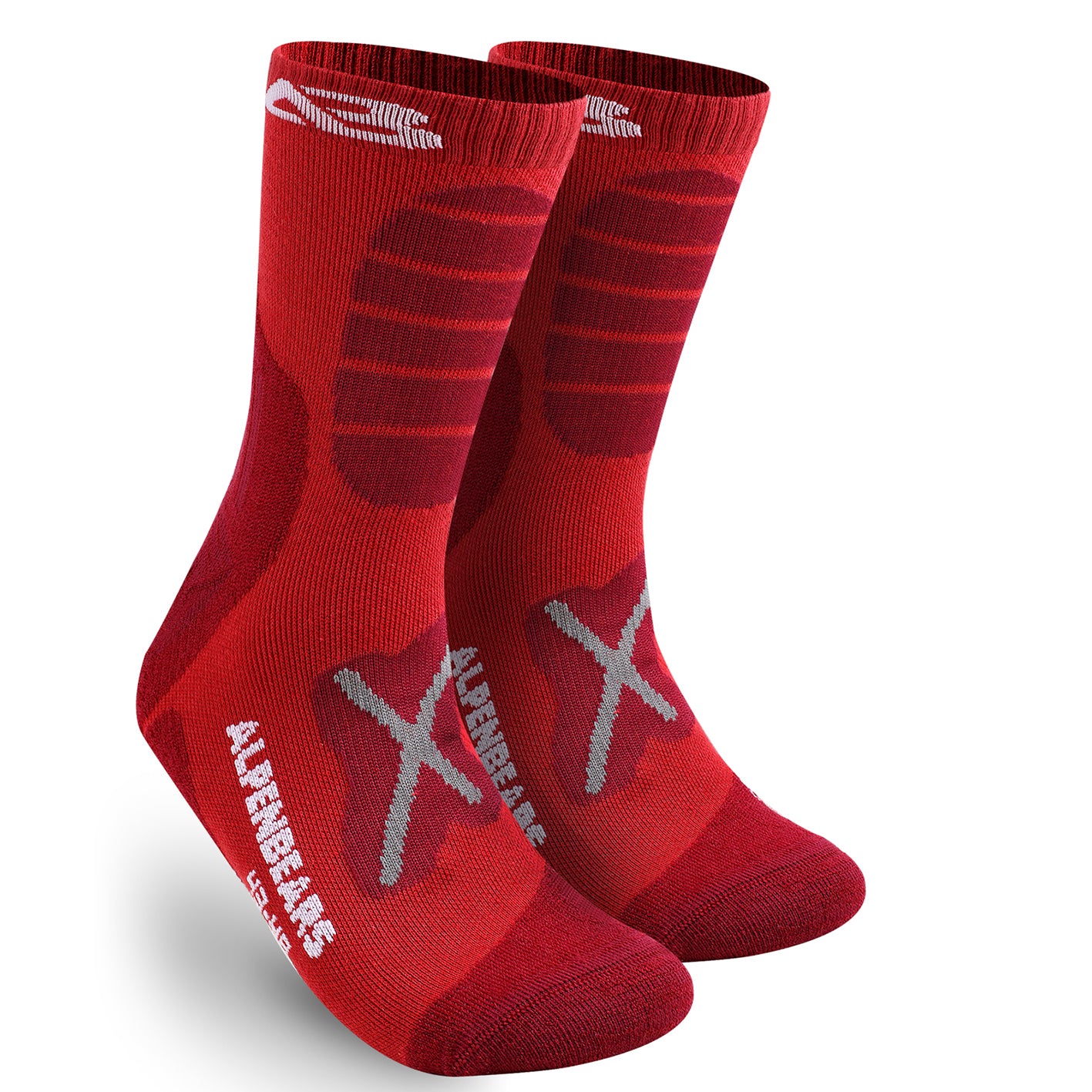 Wandersocken Merino Wolle - 2er-Set - Rot - Größe 39-42
