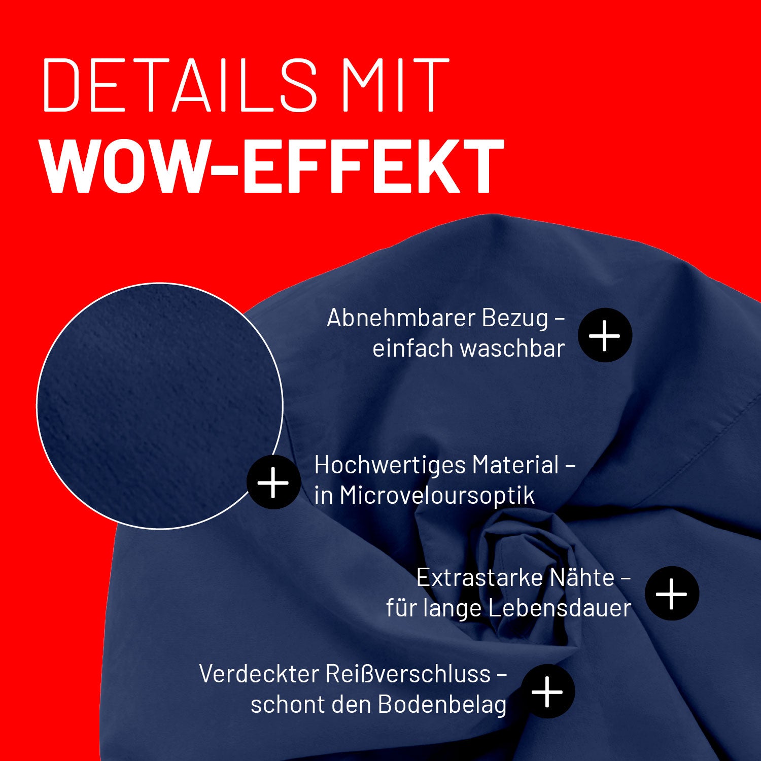 Luxury XL PLUS Sitzsack (220 L) - indoor - Dunkelblau