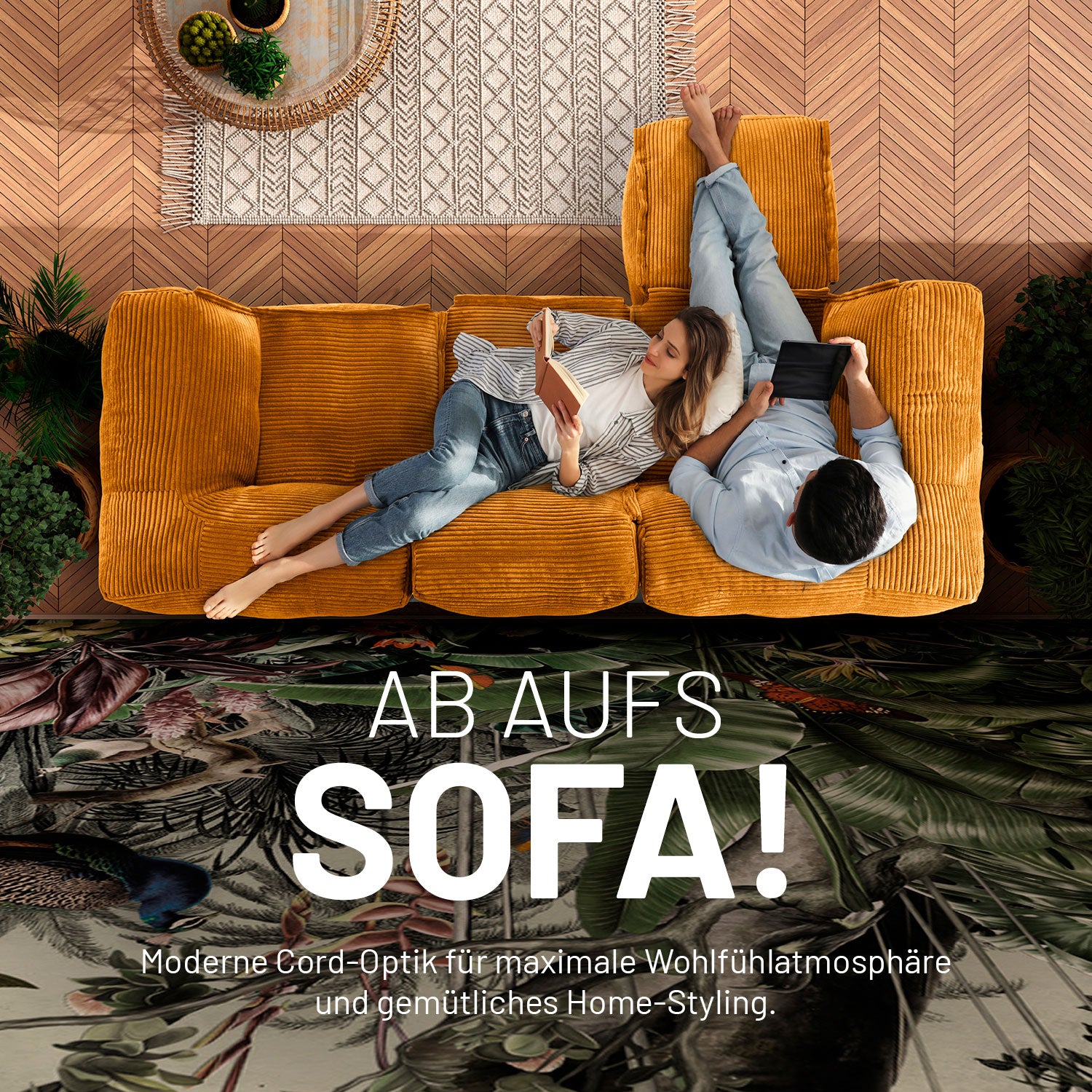 Modulares Eckteil links aus der Cord-Reihe - Senfgelb