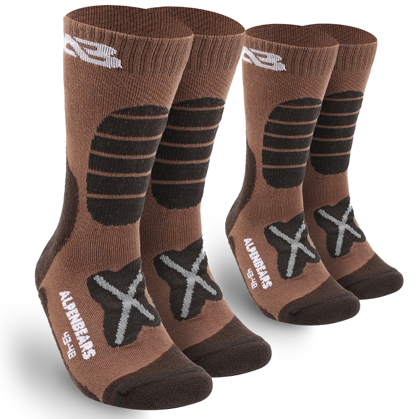 Wandersocken Merino Wolle - 2er-Set - Braun - Braun - Größe 43-48