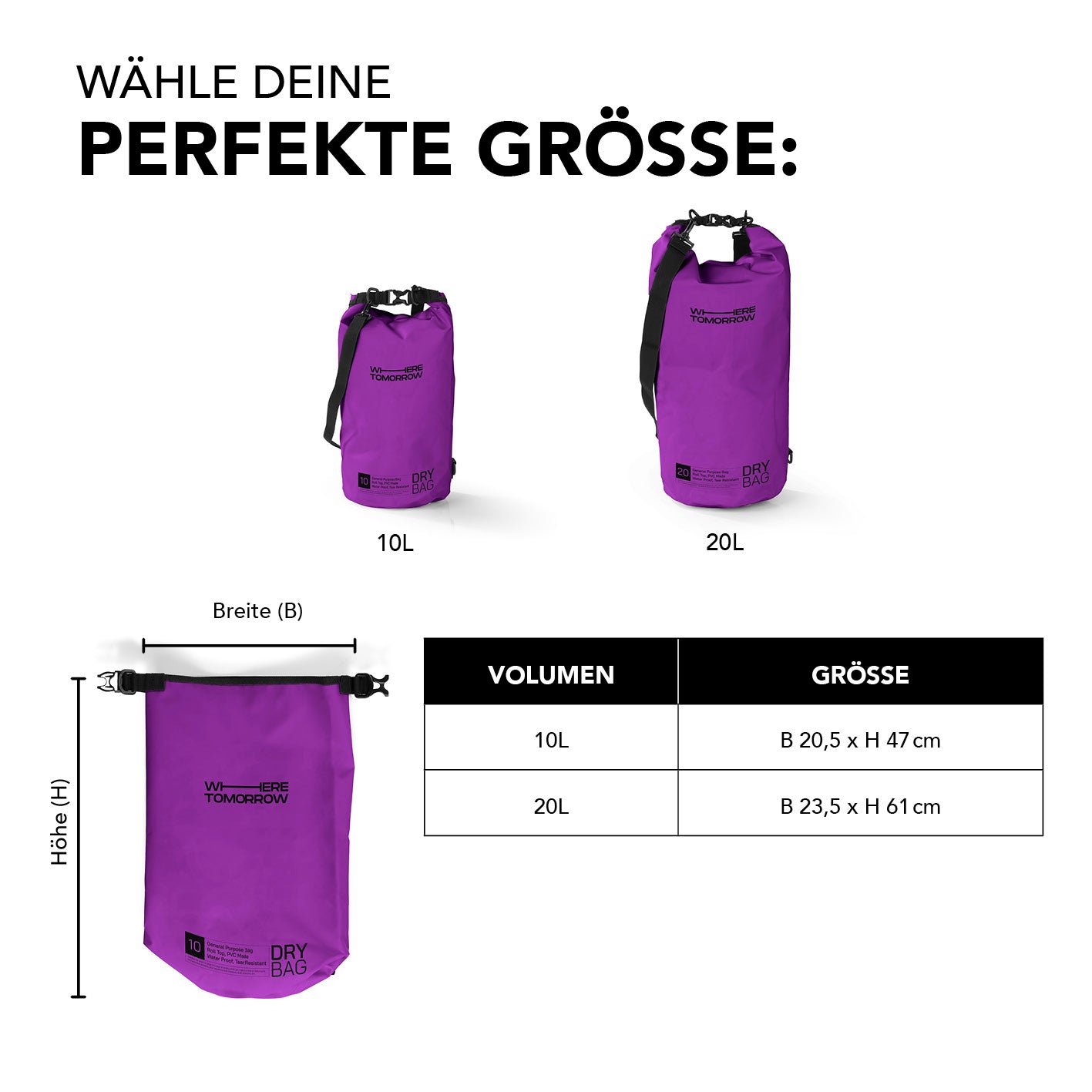 Dry Bag 20L - Style 01 - Lila