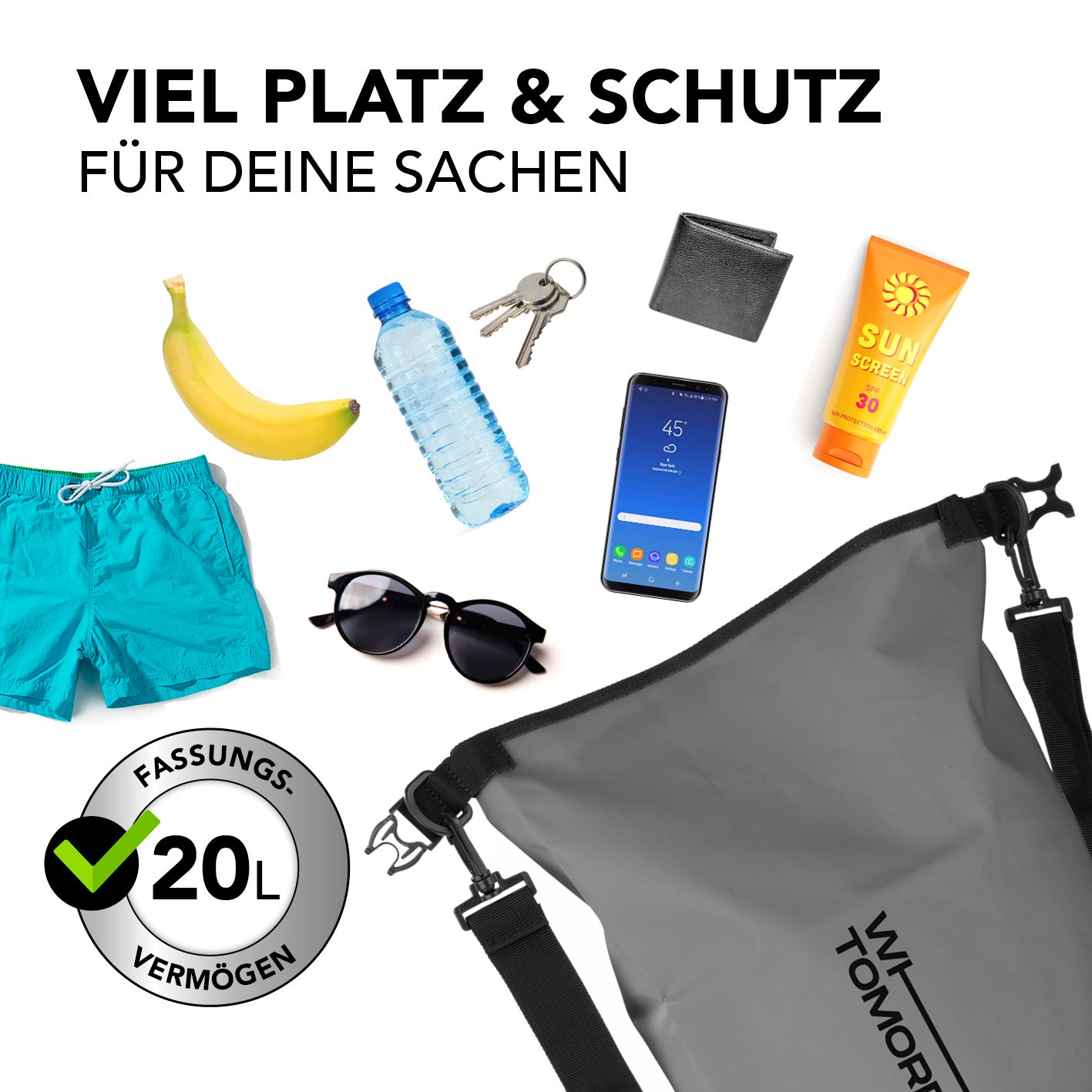Dry Bag 20L - Style 02 - Grau