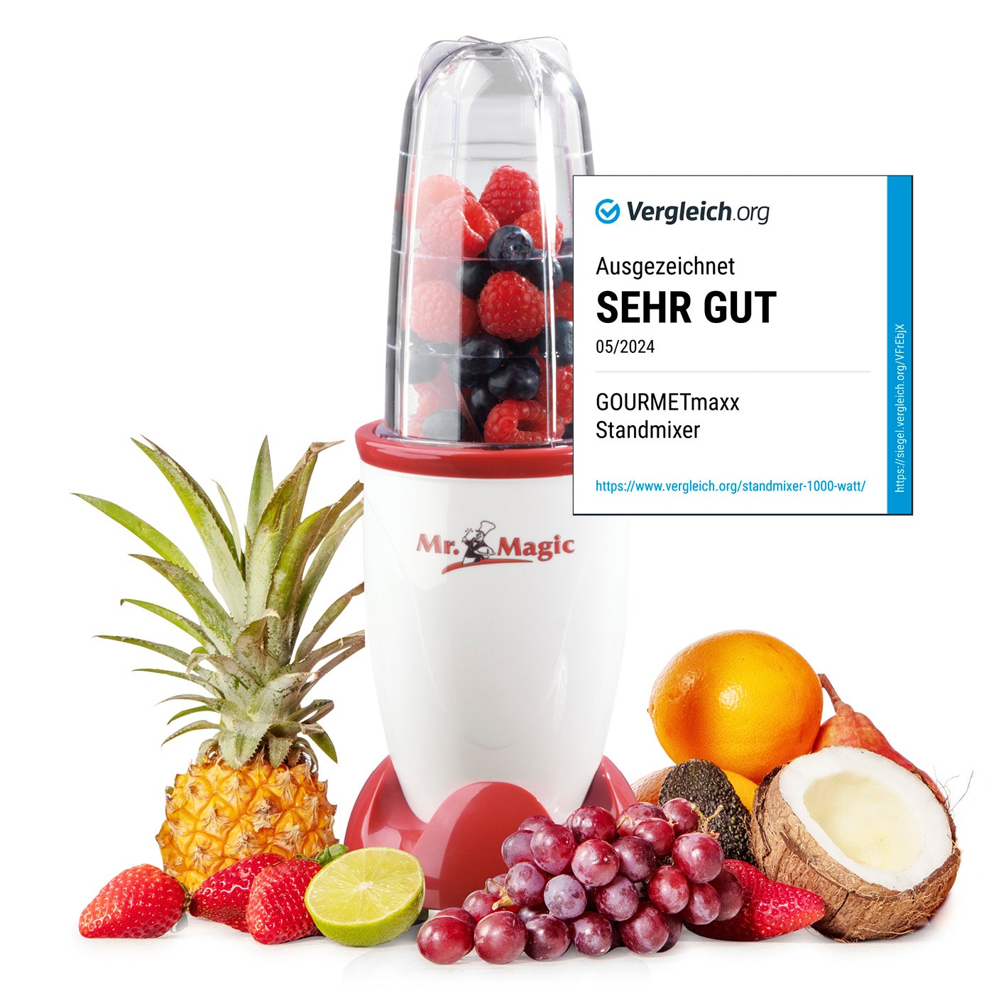GOURMETmaxx Mr. Magic 400 W in Rot/Weiß, 4-tlg