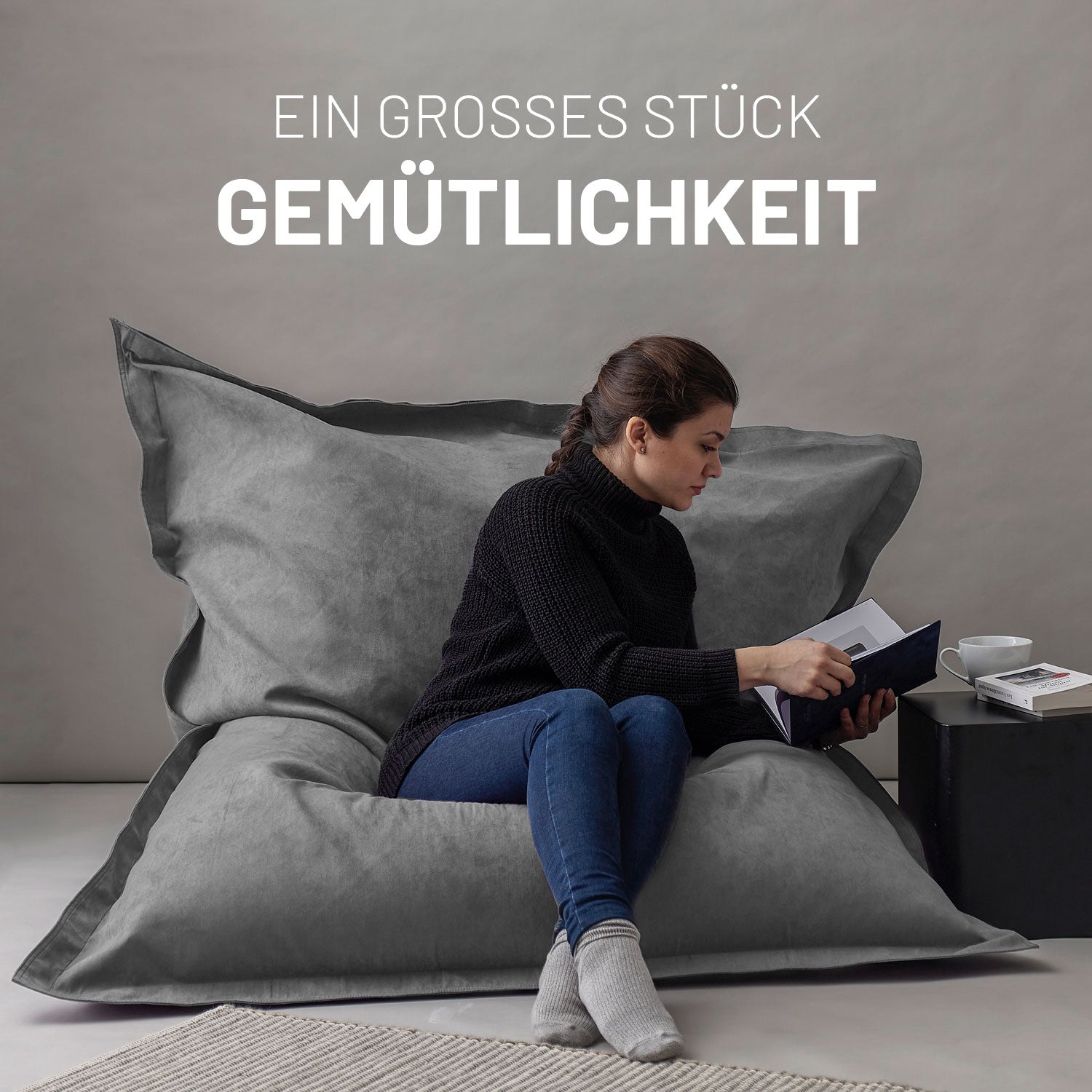 XXL Microvelours Sitzsack (380 L) - indoor - Grau