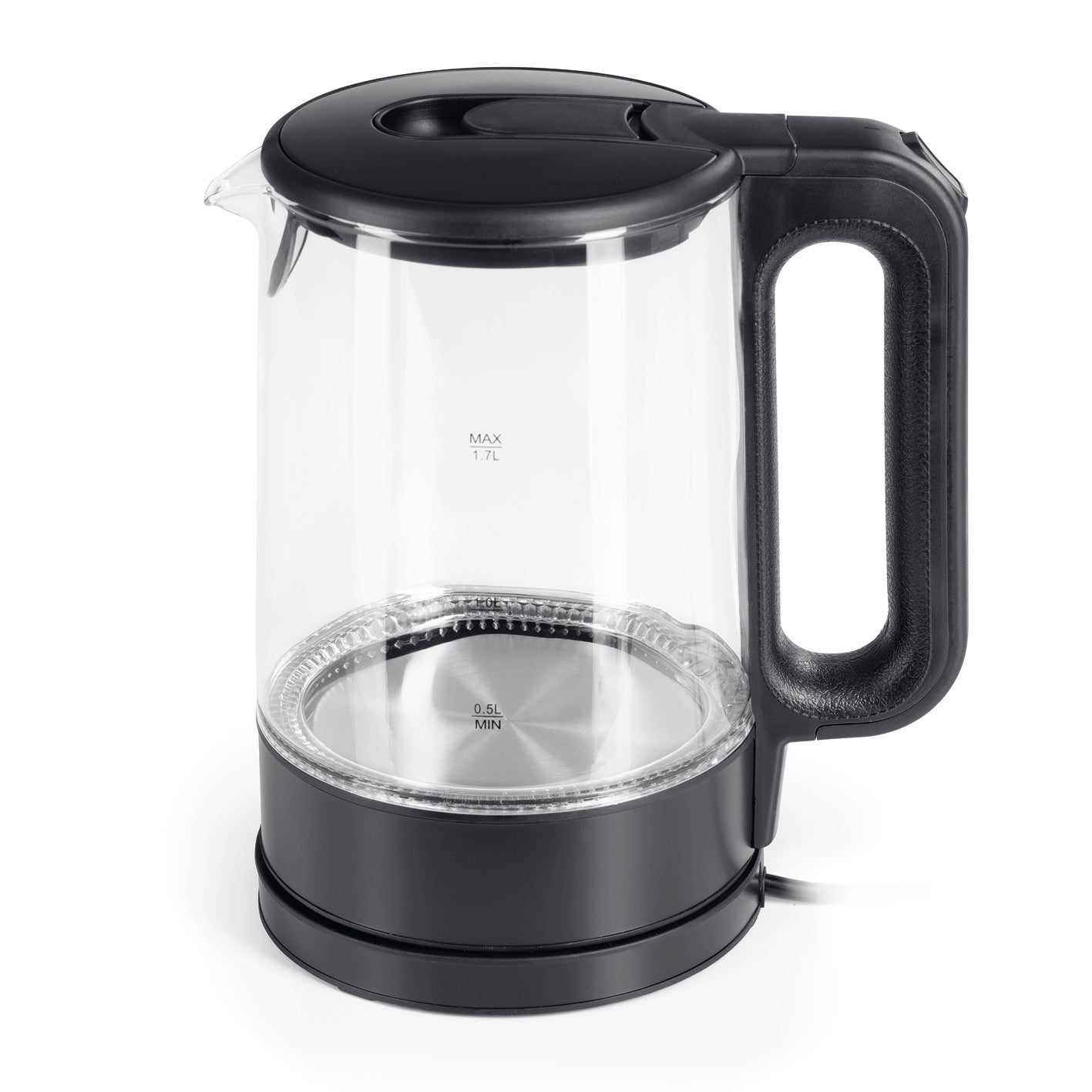 Glas-Wasserkocher LED - 1,7l - schwarz matt