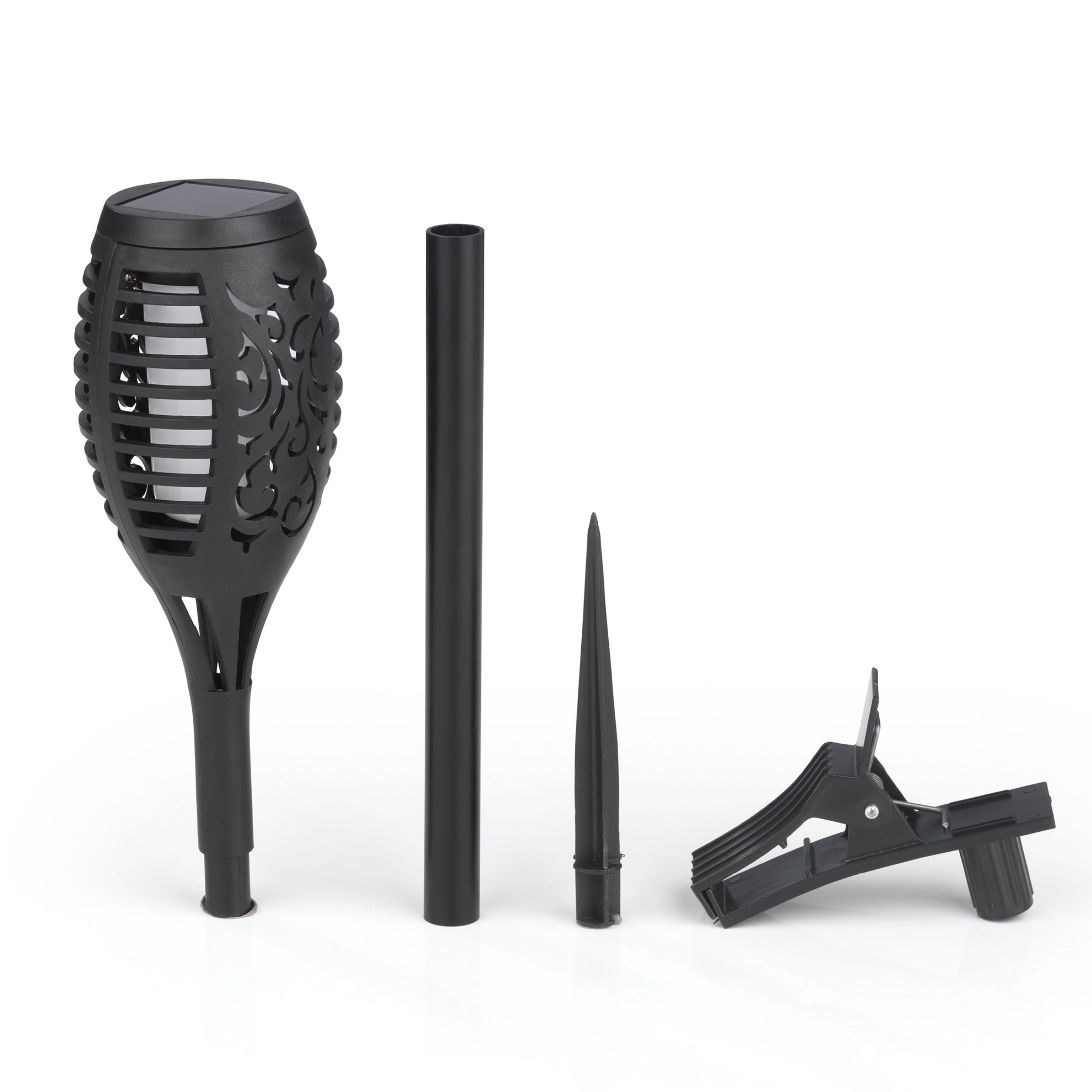 Solar-Fackel LED mit Tageslichtsensor - 2er-Set - schwarz