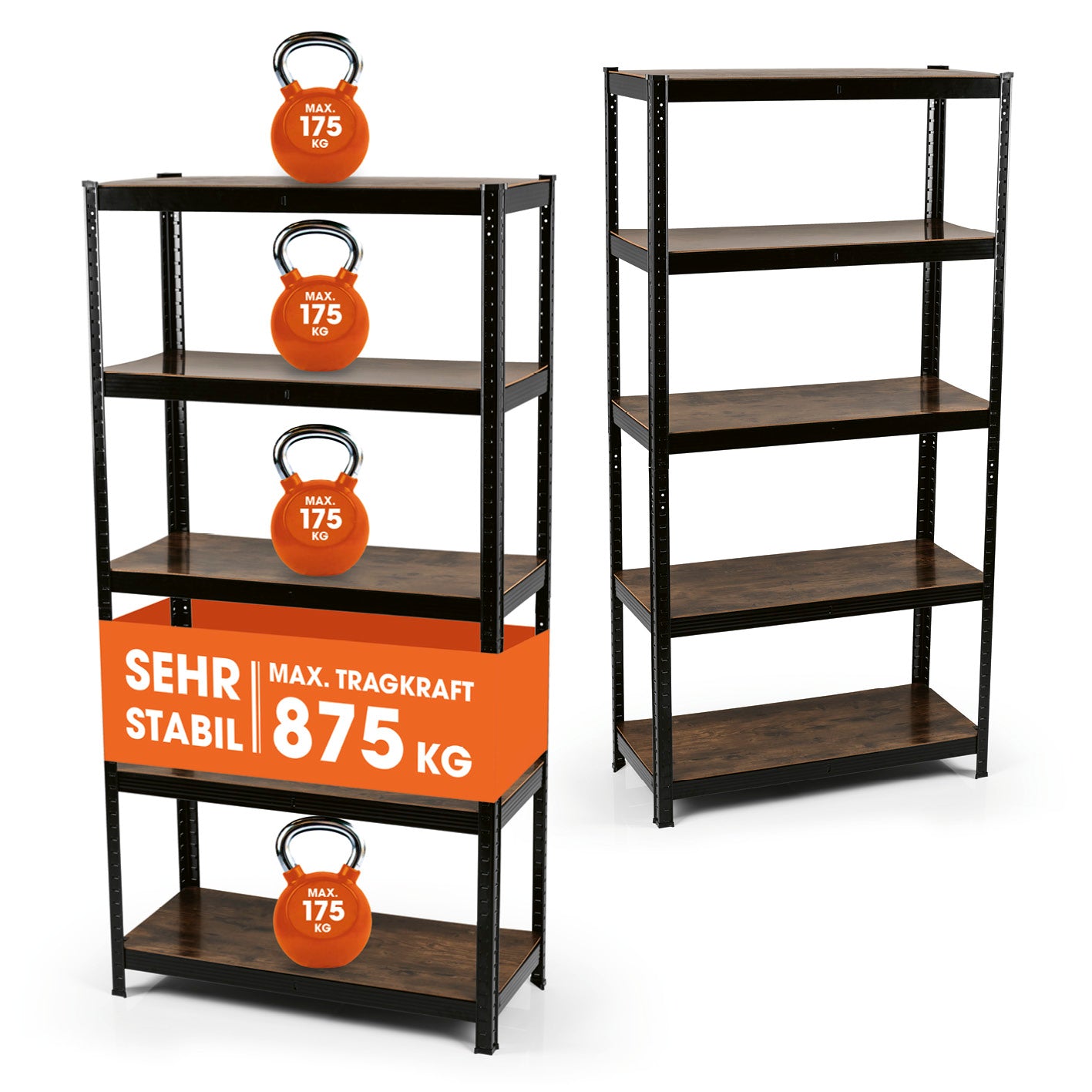 2 in 1 Schwerlastregal & Werkbank  - 2er-Set - 180 x 90 x 40 cm - Holzoptik