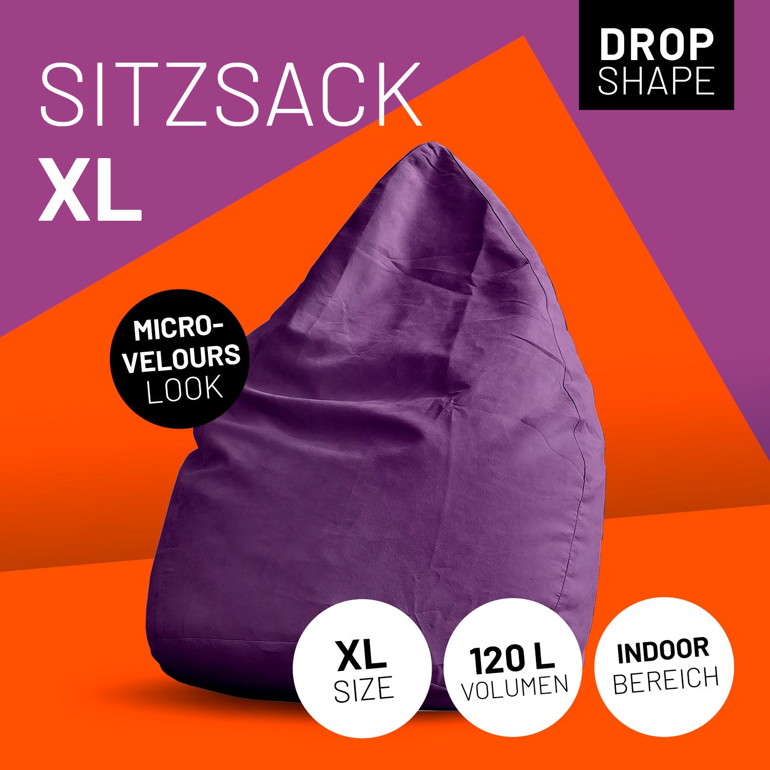 Luxury XL Sitzsack (120 L) - indoor - Lila