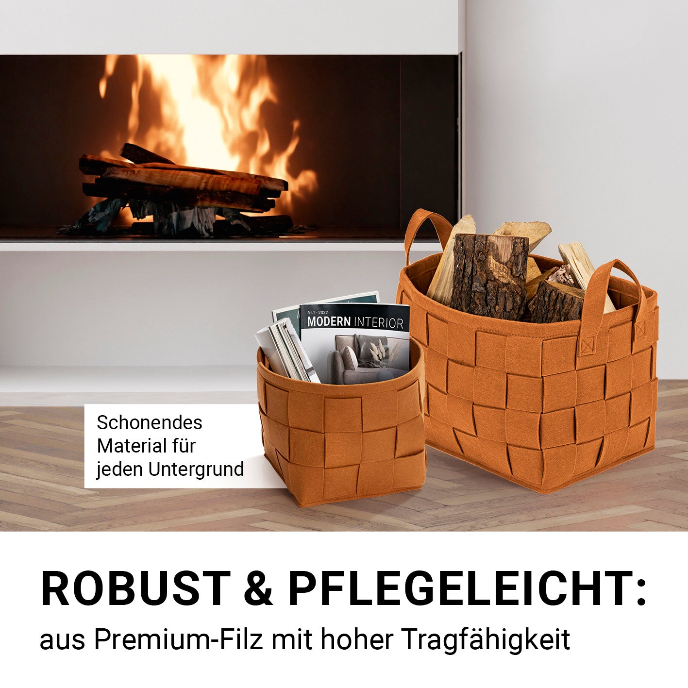 Filz-Aufbewahrungskorb S - 24 x 24 x 24 cm - Rost