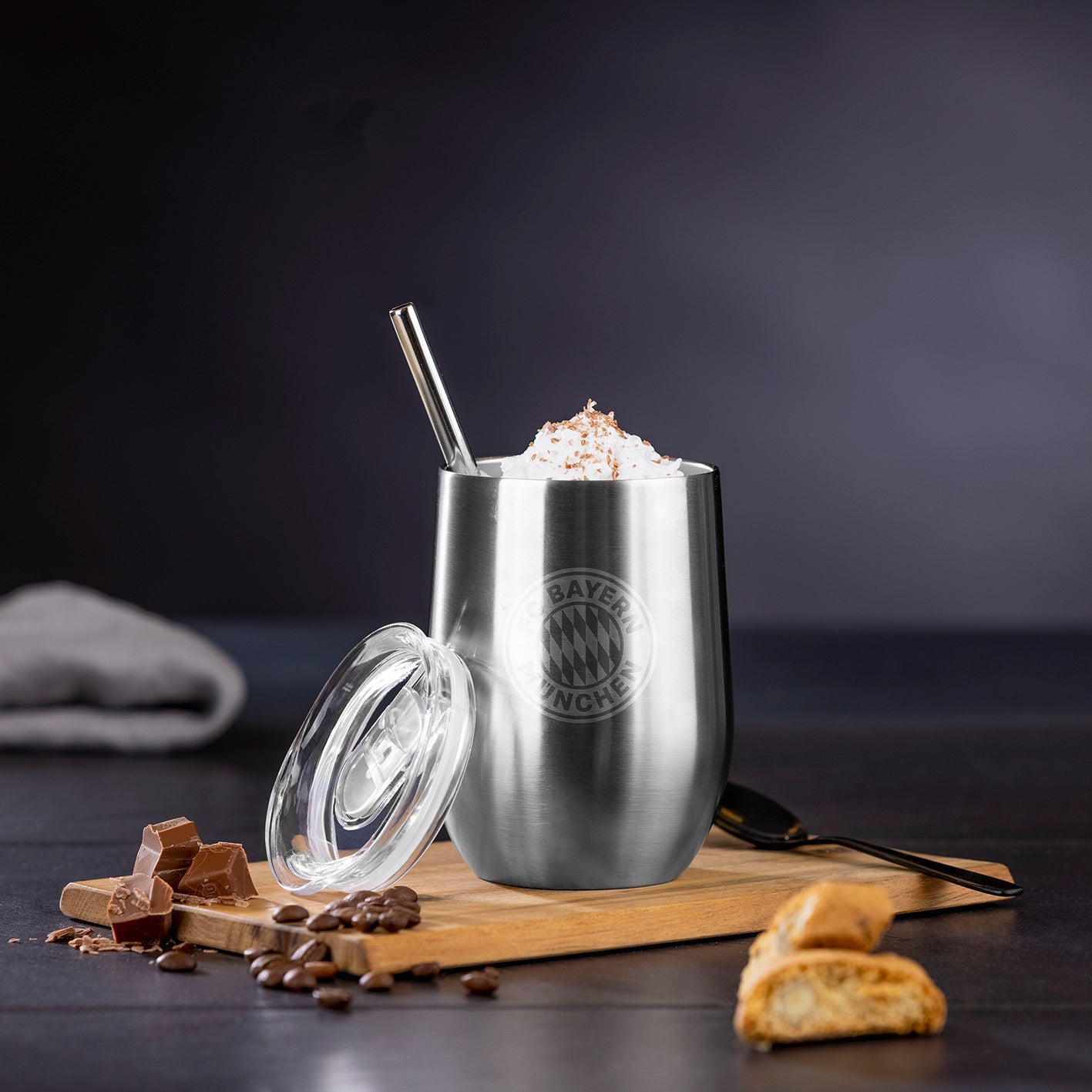 Edelstahl-Getränkebecher inkl. Trinkhalm - 350 ml - 4er-Set