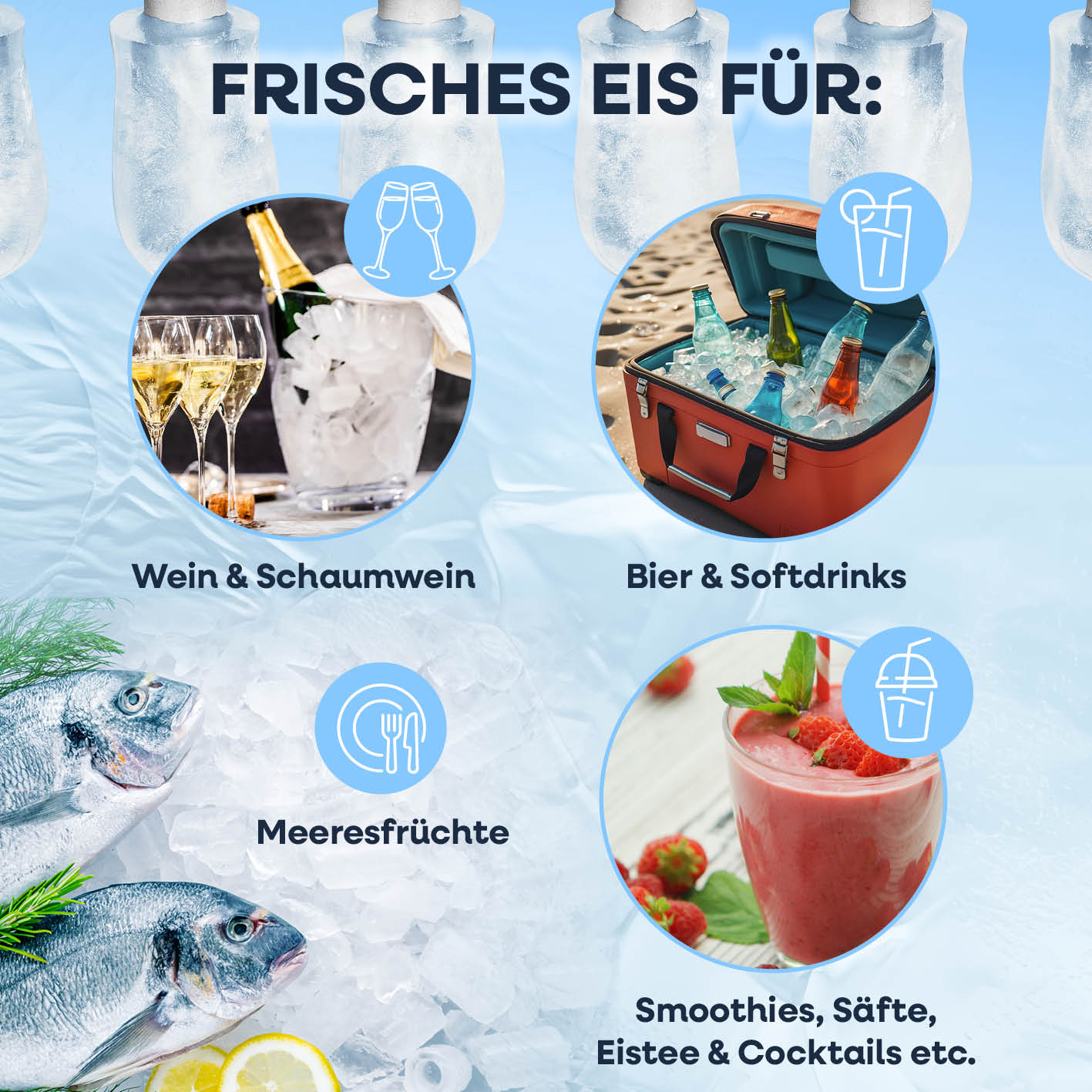 Eiswürfelmaschine inkl. Auffangbehälter & Eisschaufel