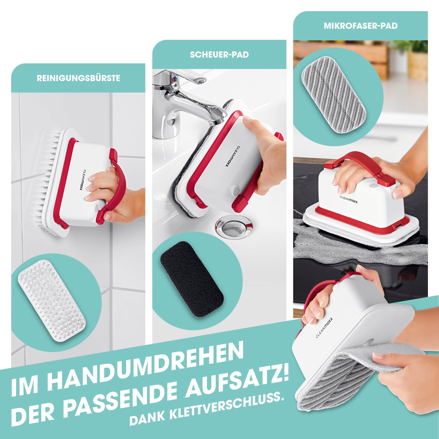 Akku-Scheuerbürste - weiß/rot