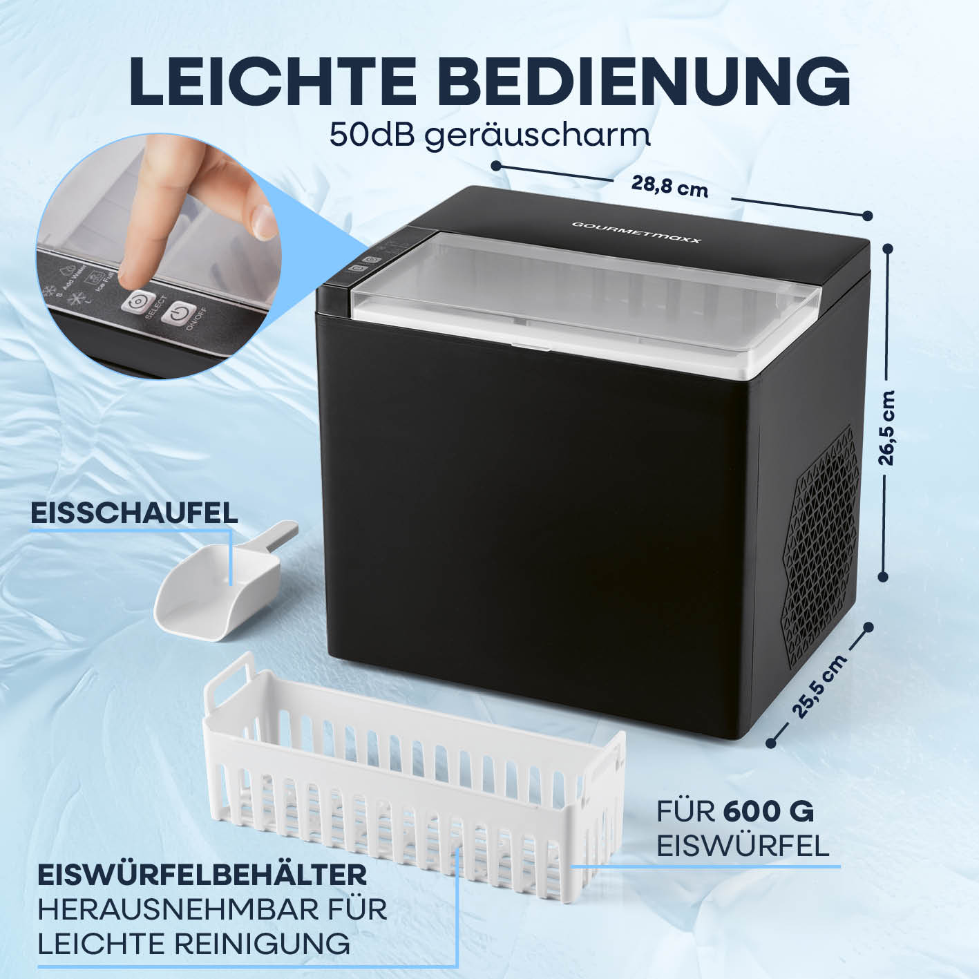 Eiswürfelmaschine inkl. Auffangbehälter & Eisschaufel