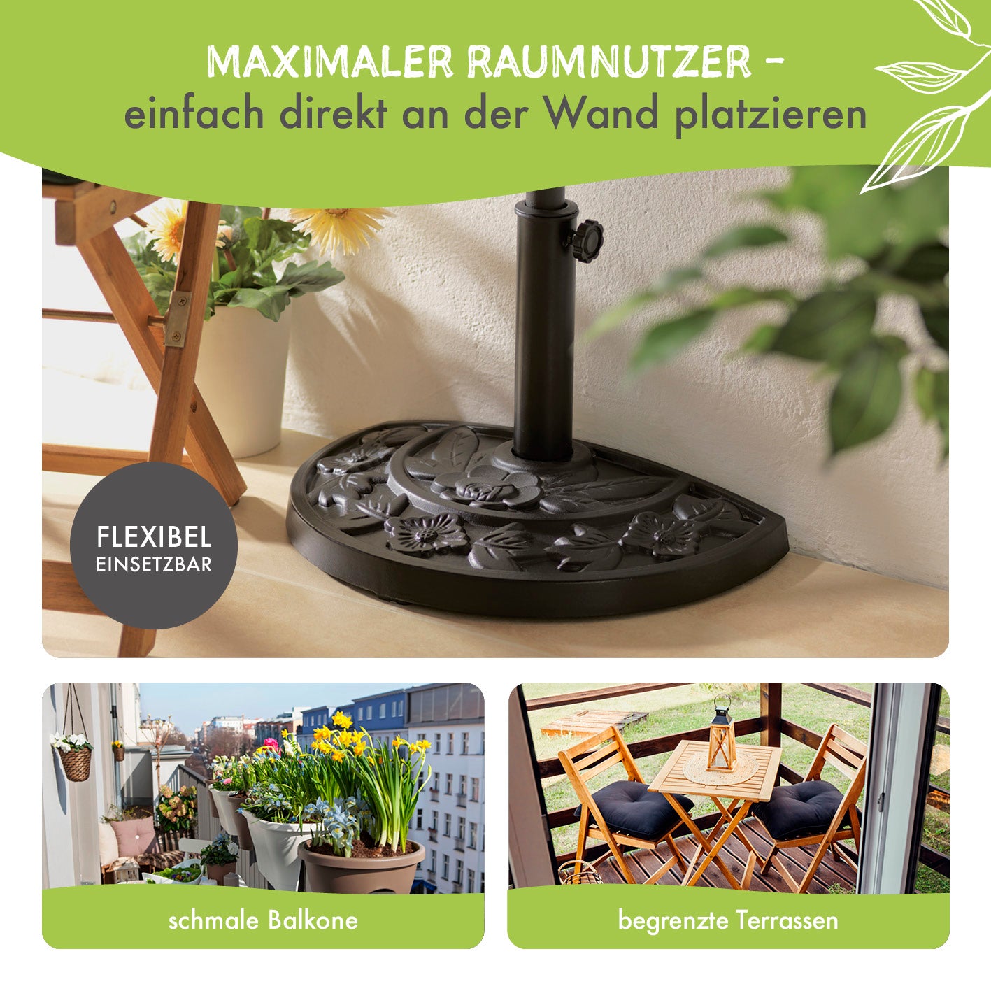 Sonnenschirmfuß Guß-Optik - Schwarz