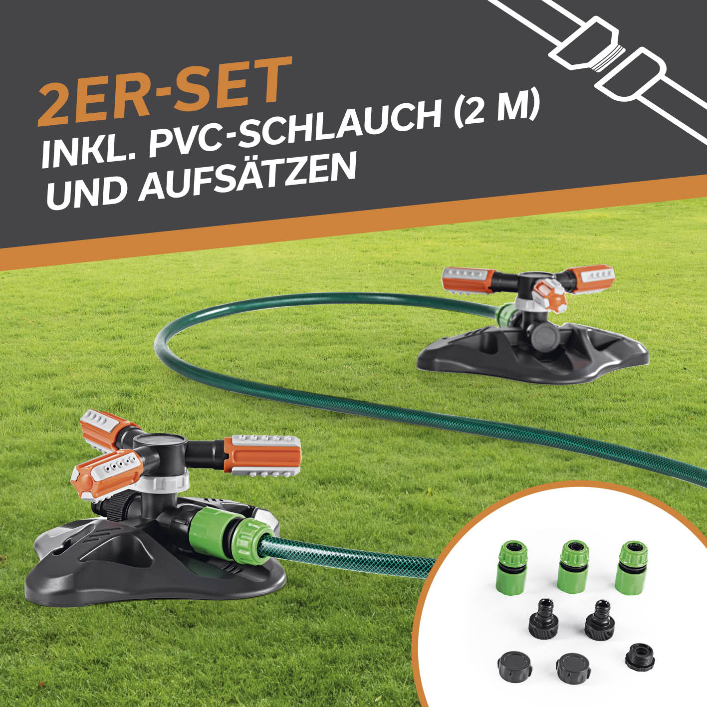 360°-Gartensprinkler - 2er-Set